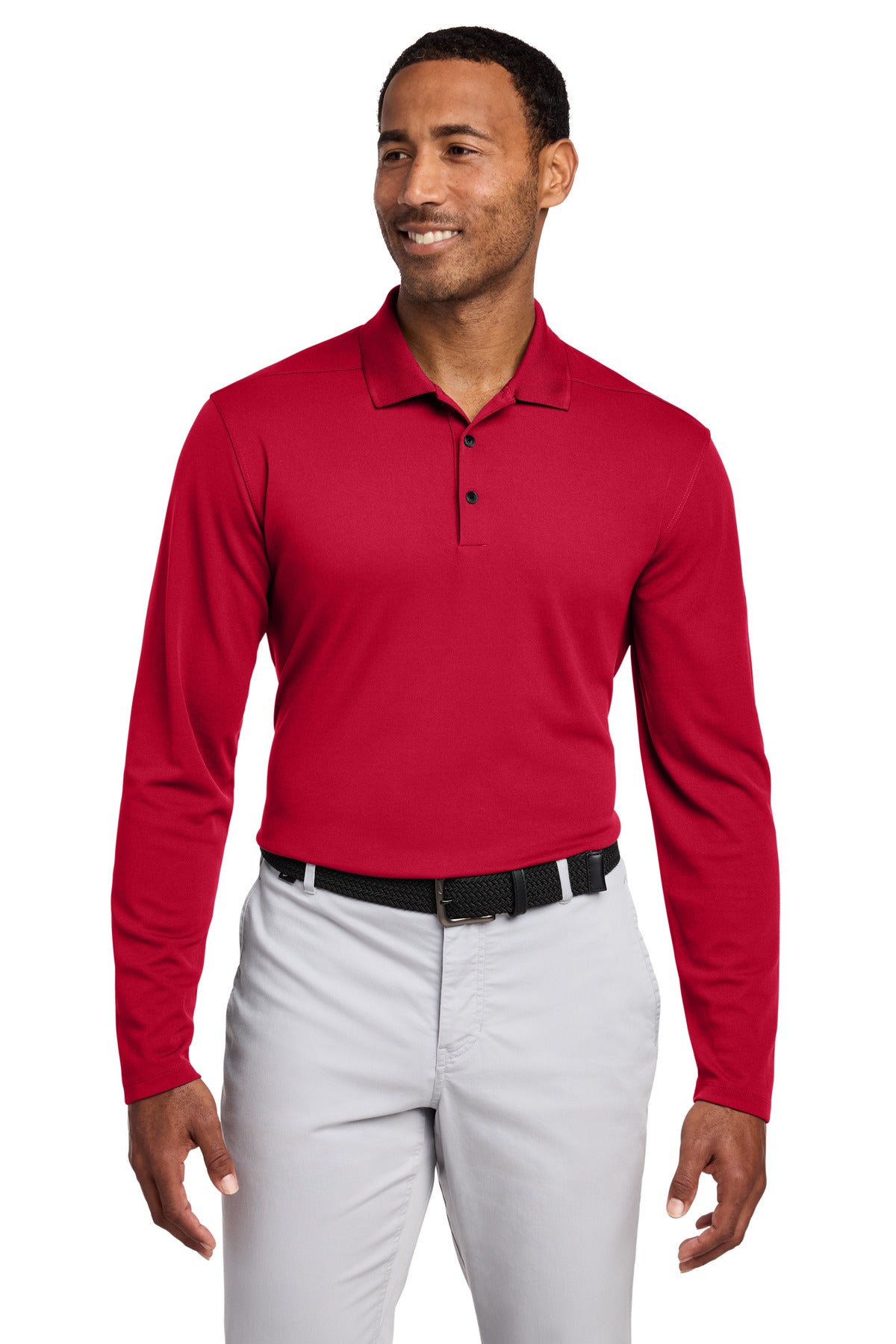 Nike Dri-FIT Micro Pique 2.0 Long Sleeve Polo NKDC2104 in University Red