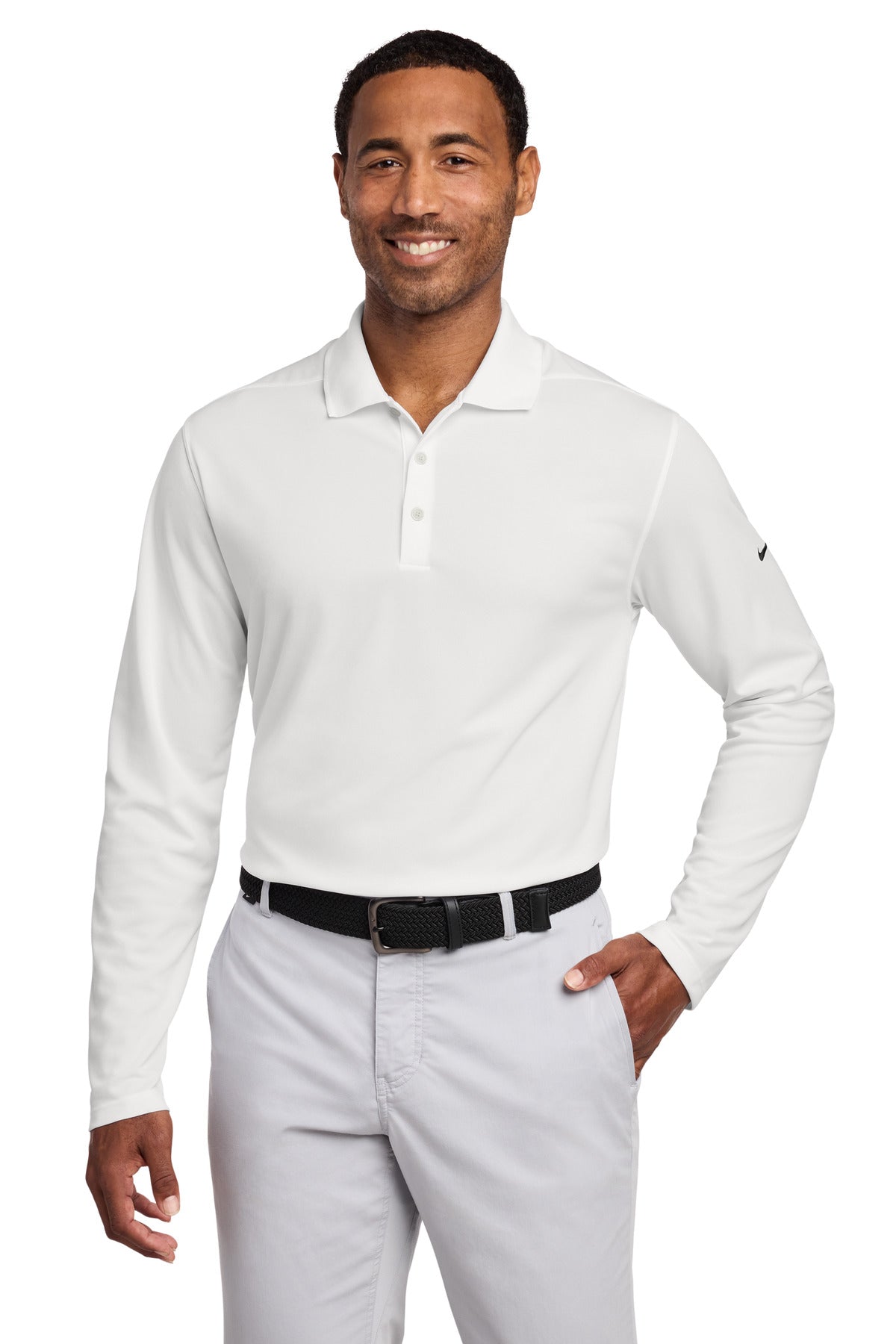 Nike Dri-FIT Micro Pique 2.0 Long Sleeve Polo NKDC2104 in White