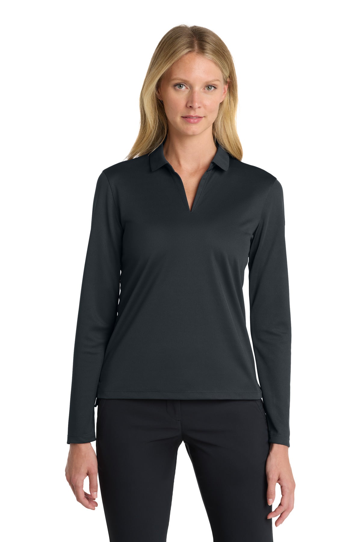 Nike Women's Dri-FIT Micro Pique 2.0 Long Sleeve Polo NKDC2105 in Anthracite