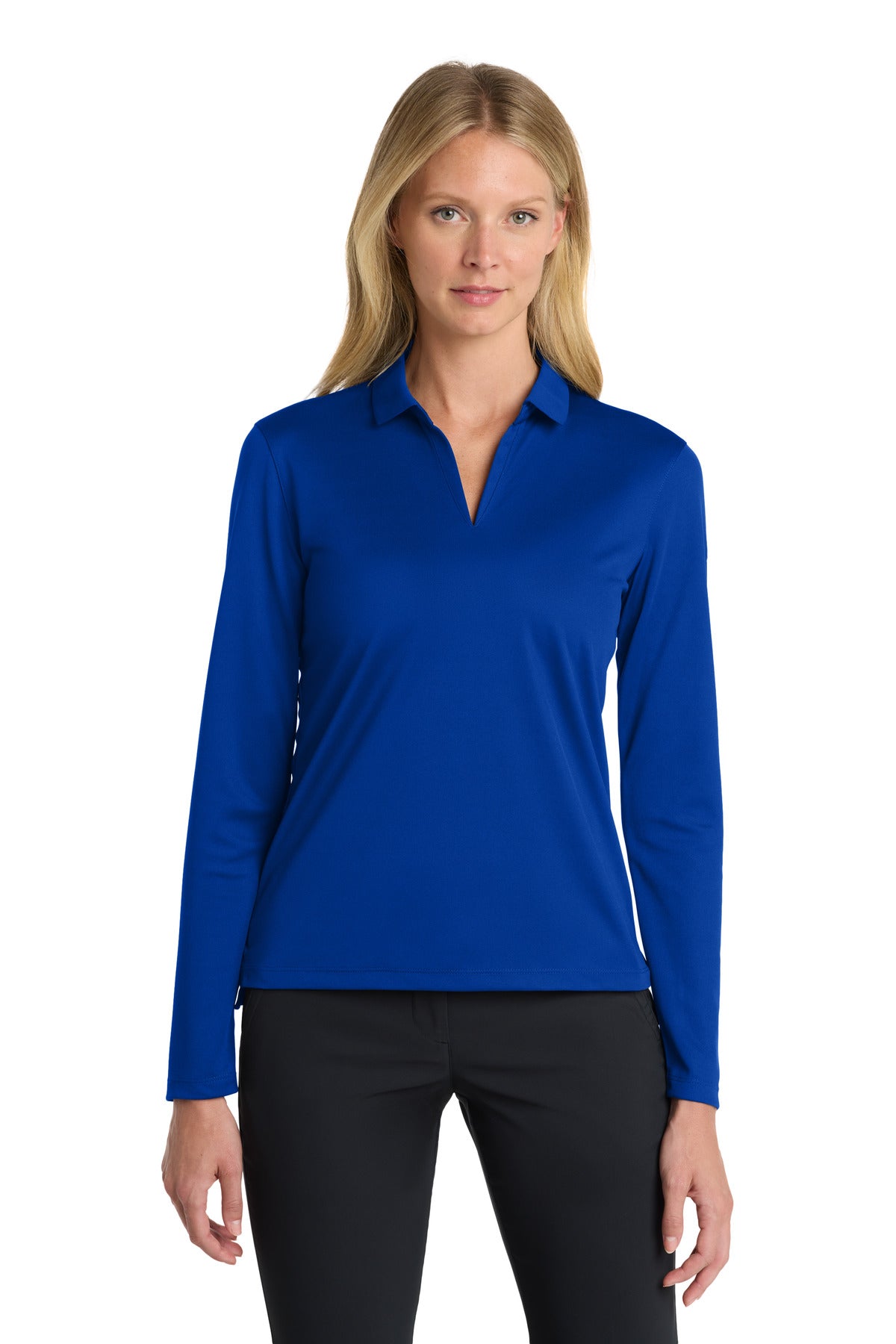 Nike Women's Dri-FIT Micro Pique 2.0 Long Sleeve Polo NKDC2105 in Game Royal