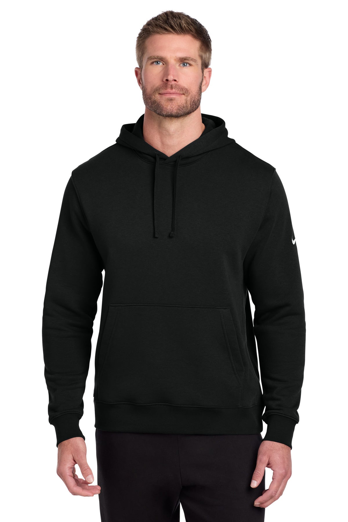 Nike Club Fleece Sleeve Swoosh Pullover Hoodie NKDR1499 in Black
