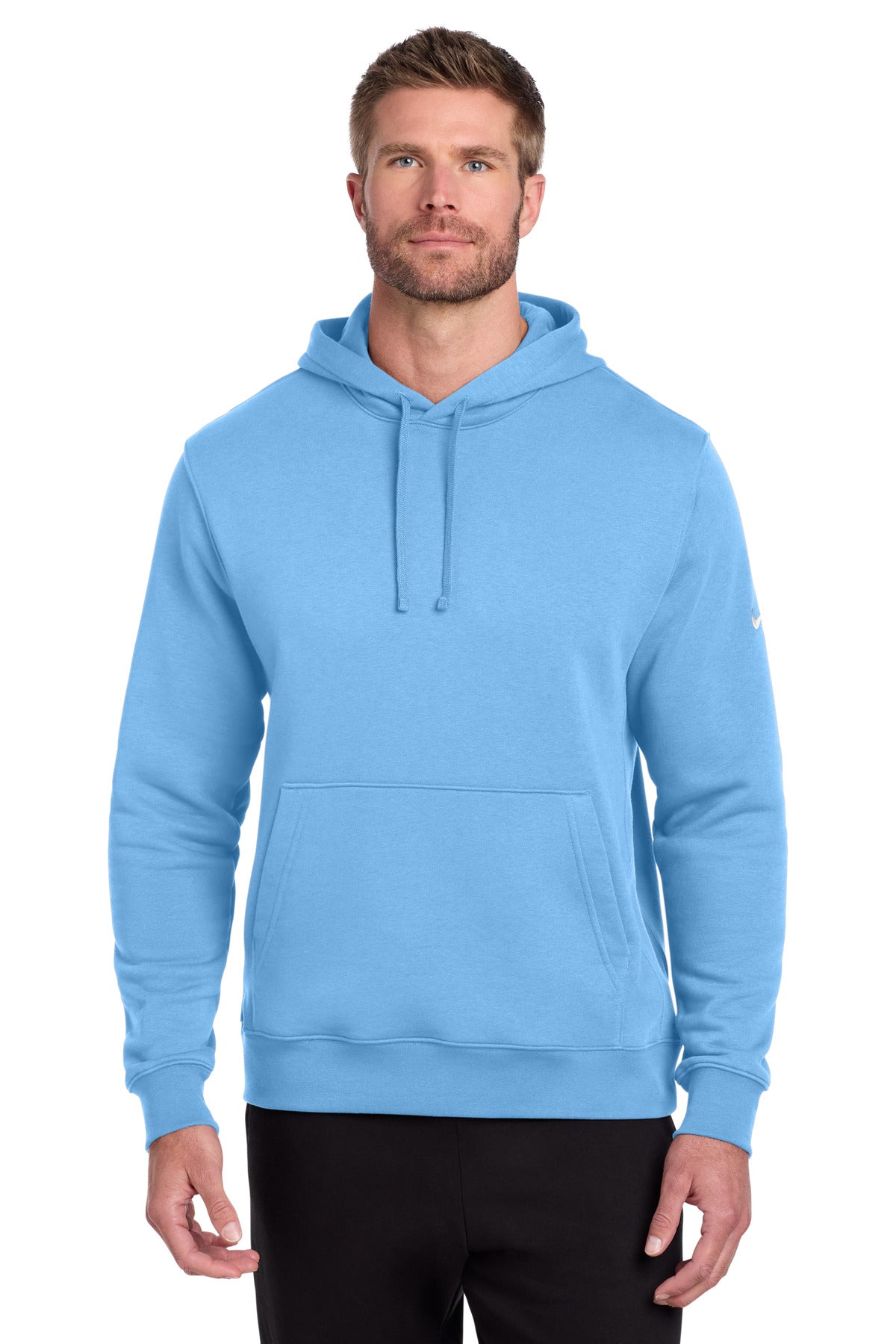 Nike Club Fleece Sleeve Swoosh Pullover Hoodie NKDR1499 in Football Blue