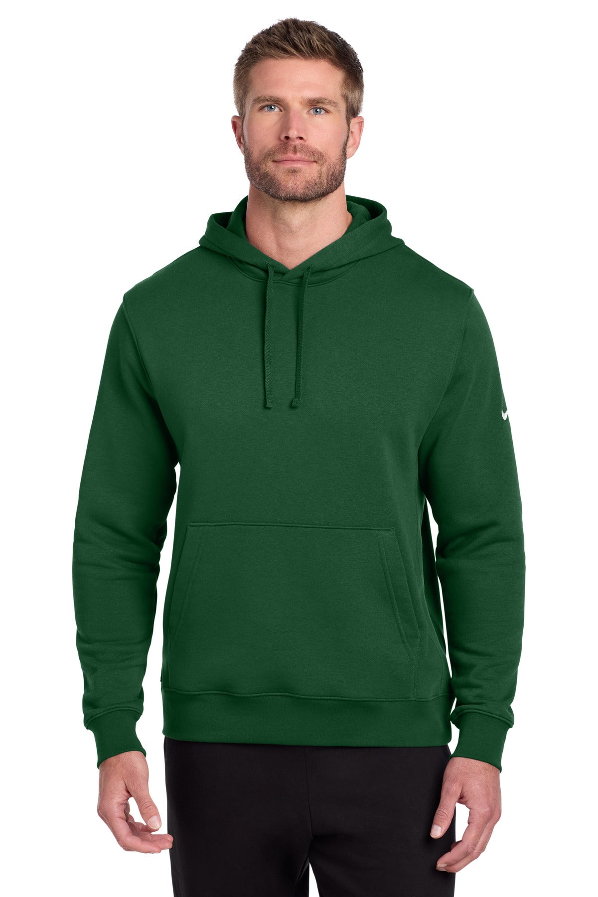 Nike Club Fleece Sleeve Swoosh Pullover Hoodie NKDR1499 in Gorge Green
