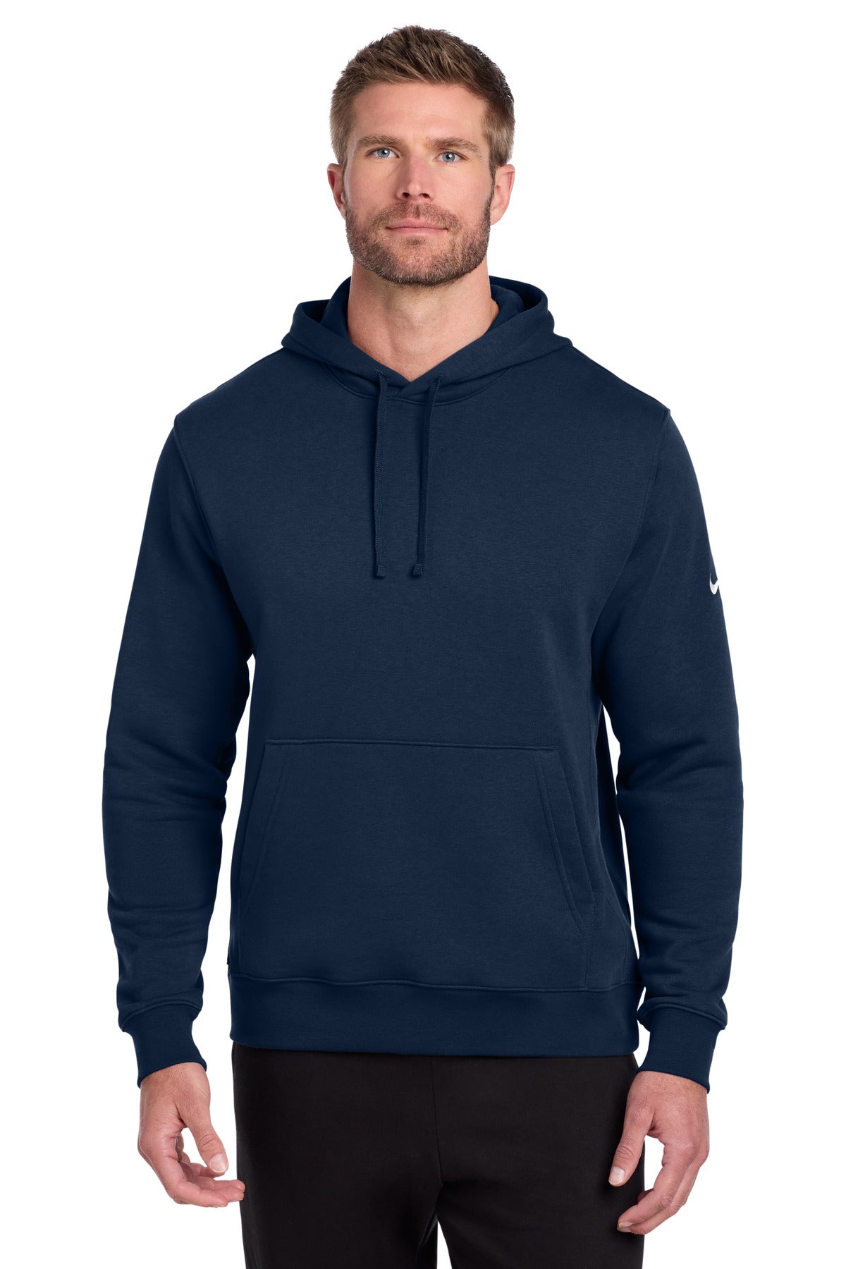 Nike Club Fleece Sleeve Swoosh Pullover Hoodie NKDR1499 in Midnight Navy