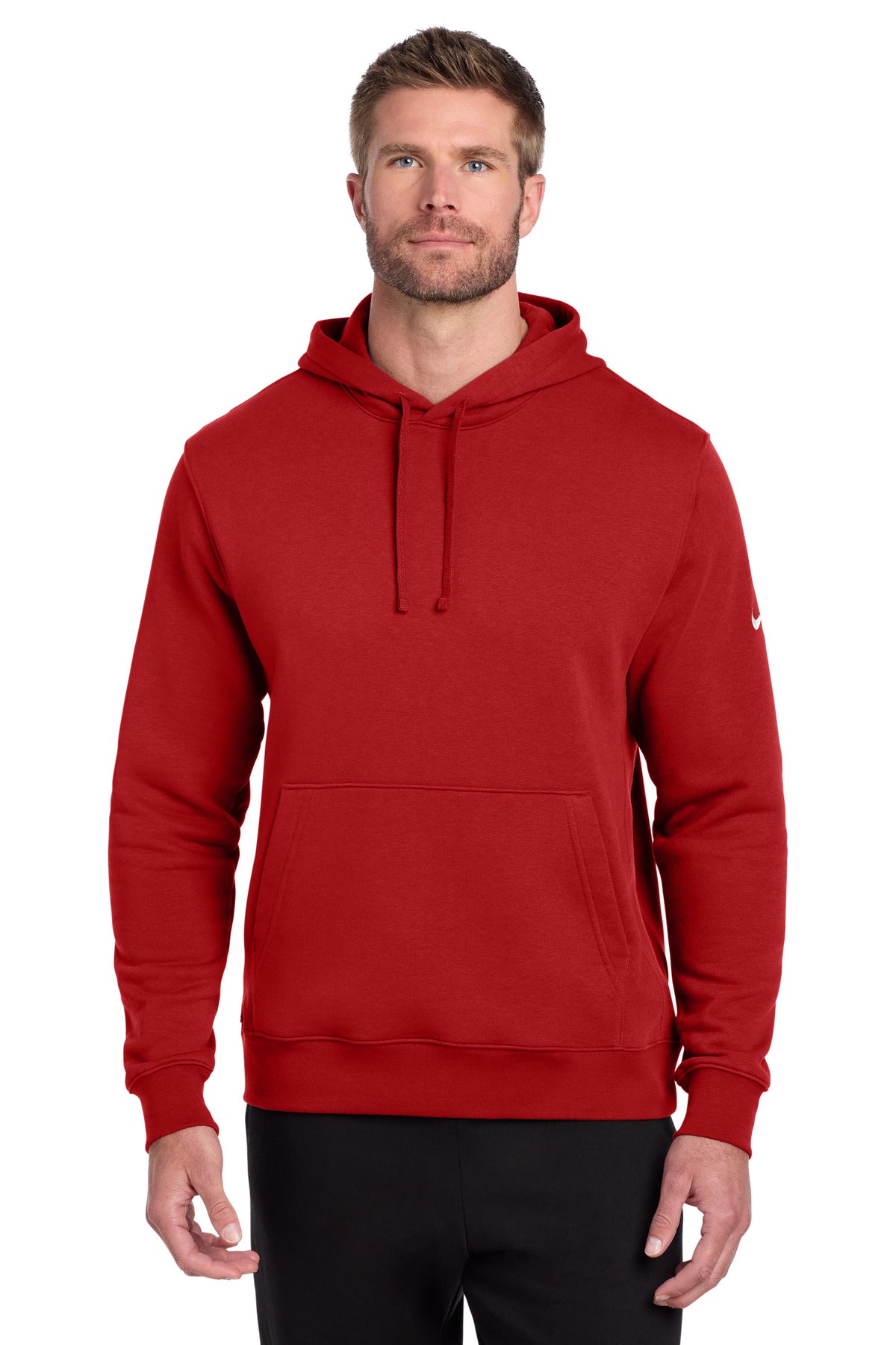 Nike Club Fleece Sleeve Swoosh Pullover Hoodie NKDR1499 in University Red