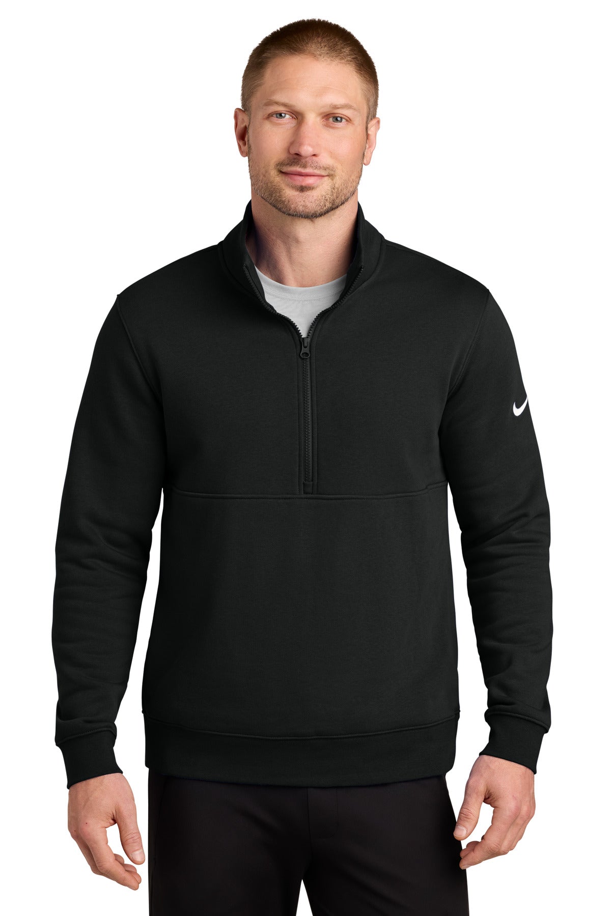 Nike Club Fleece Sleeve Swoosh 1/2-Zip NKDX6718 in Black