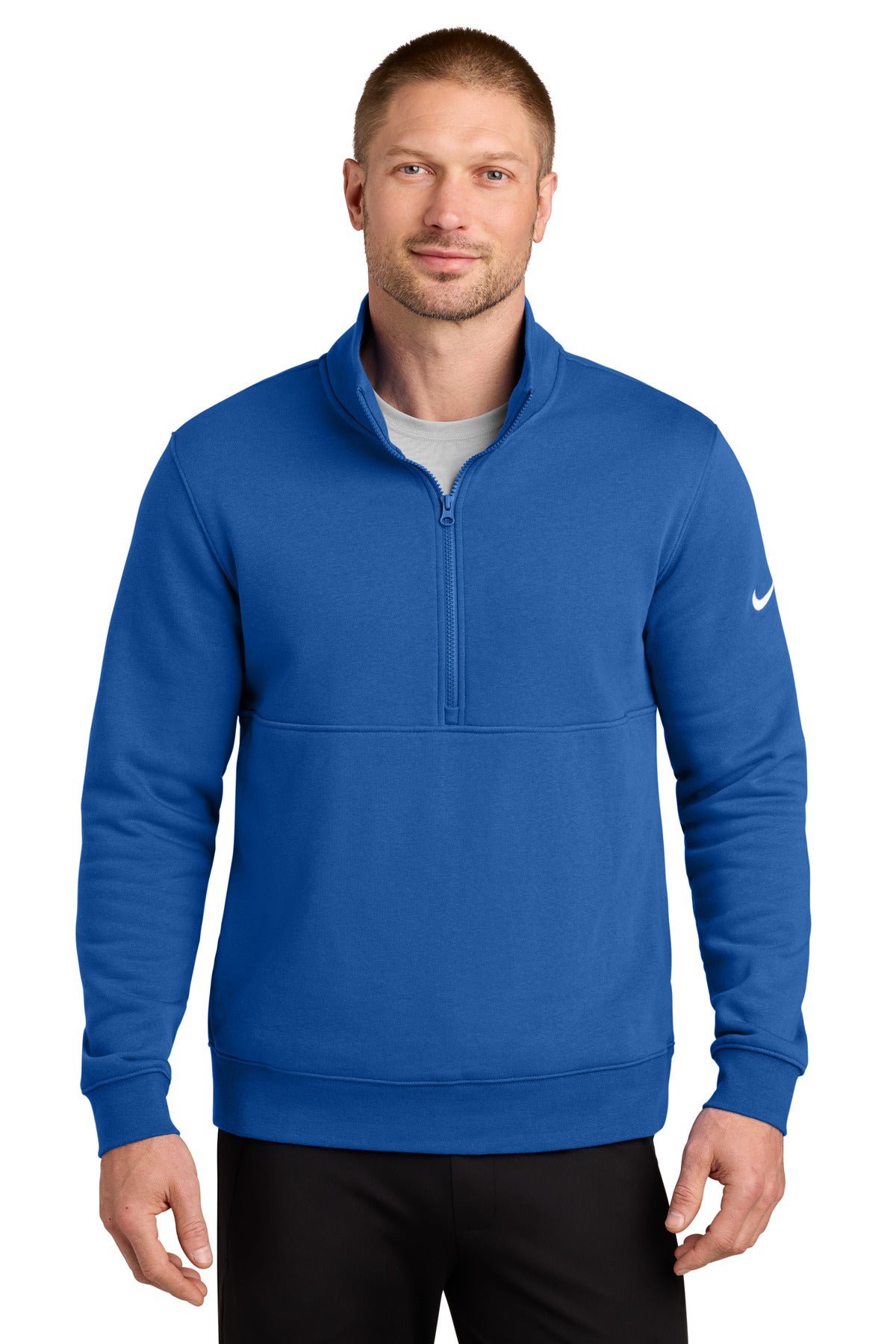 Nike Club Fleece Sleeve Swoosh 1/2-Zip NKDX6718 in Game Royal