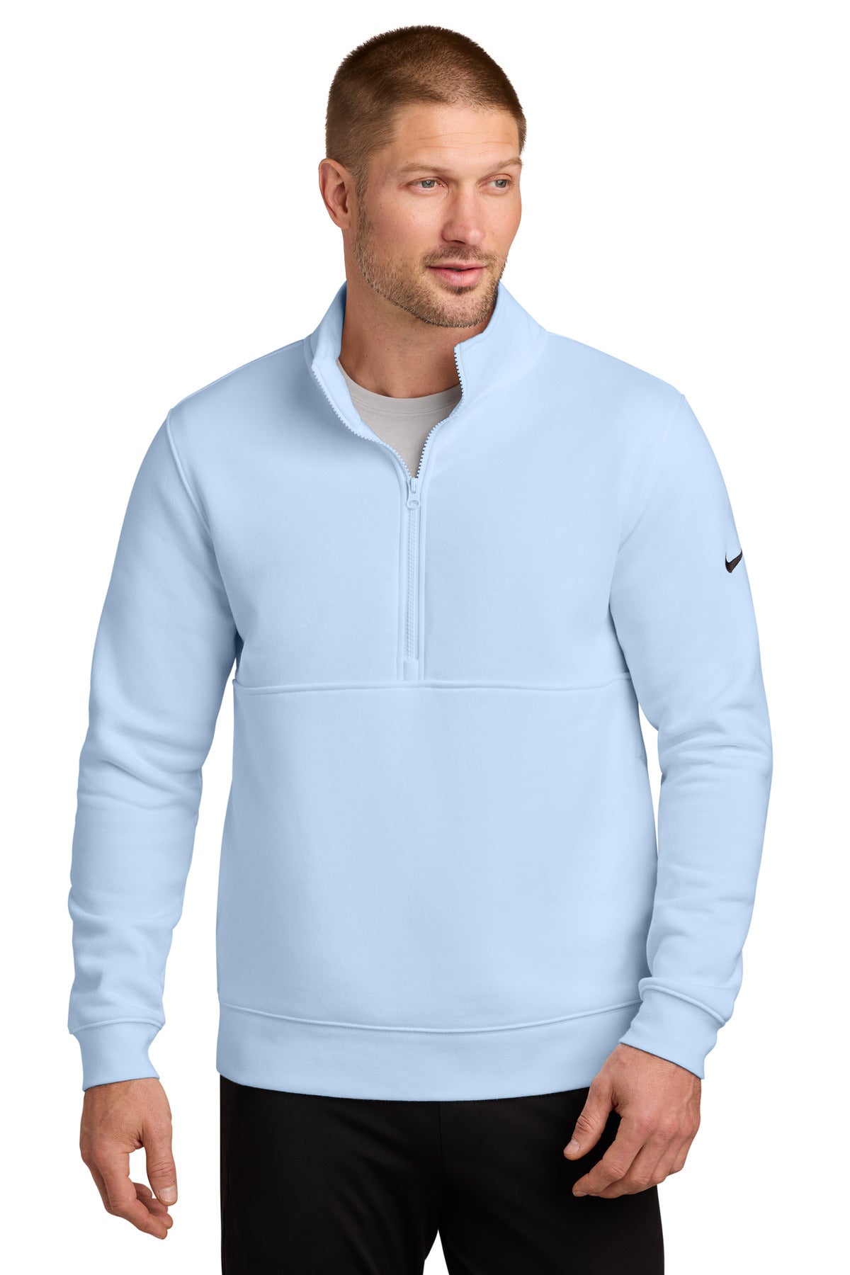 Nike Club Fleece Sleeve Swoosh 1/2-Zip NKDX6718 in Hydrogen Blue