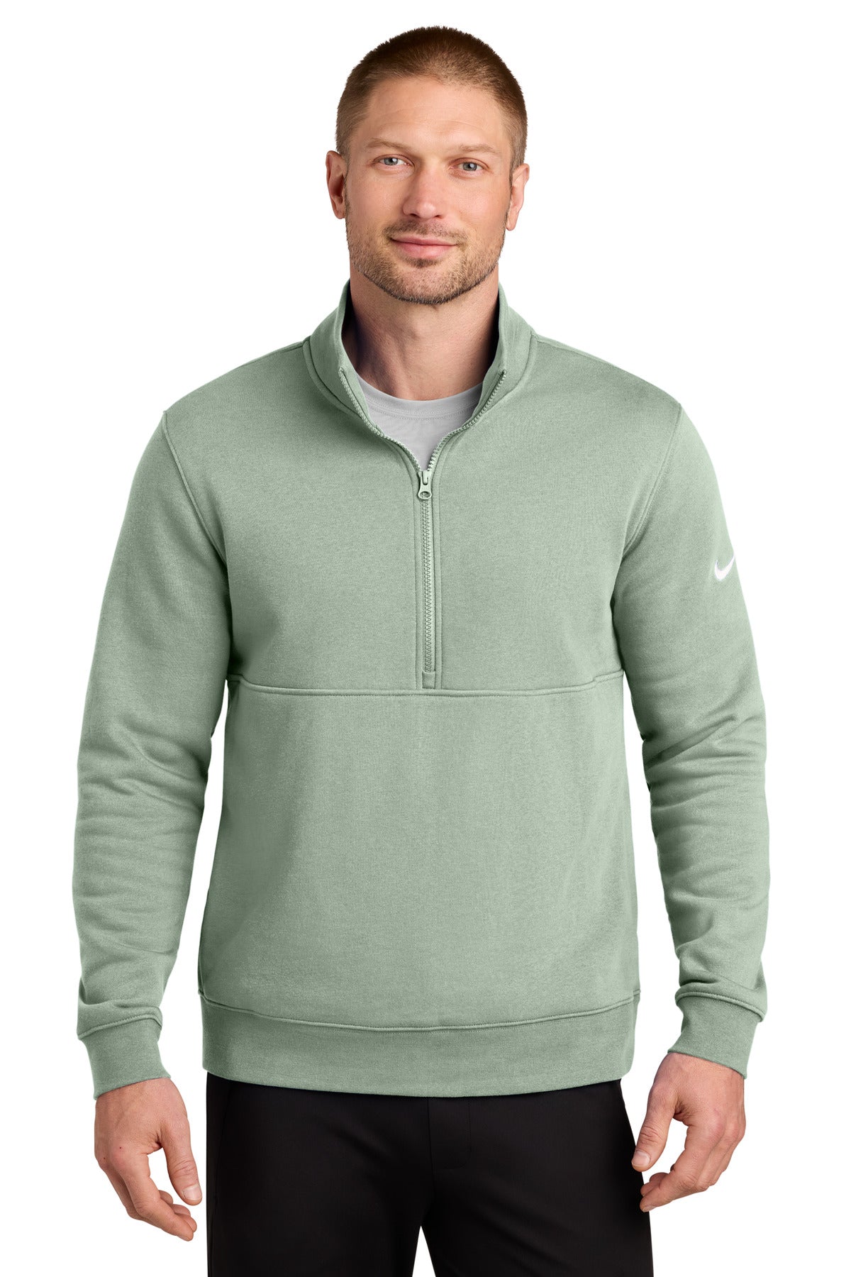 Nike Club Fleece Sleeve Swoosh 1/2-Zip NKDX6718 in Jade Horizon