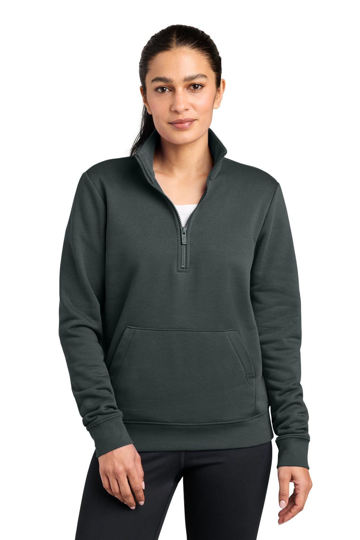 Nike Women's Club Fleece Sleeve Swoosh 1/2-Zip NKDX6720 in Anthracite