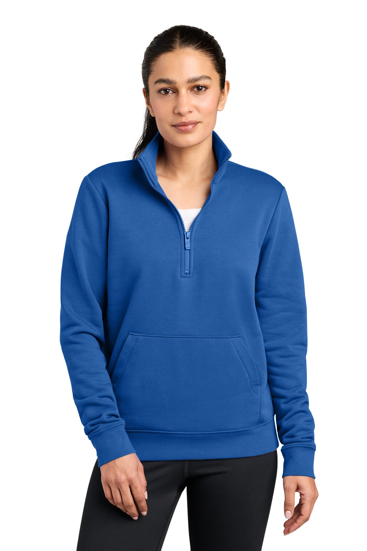 Nike Women's Club Fleece Sleeve Swoosh 1/2-Zip NKDX6720 in Game Royal