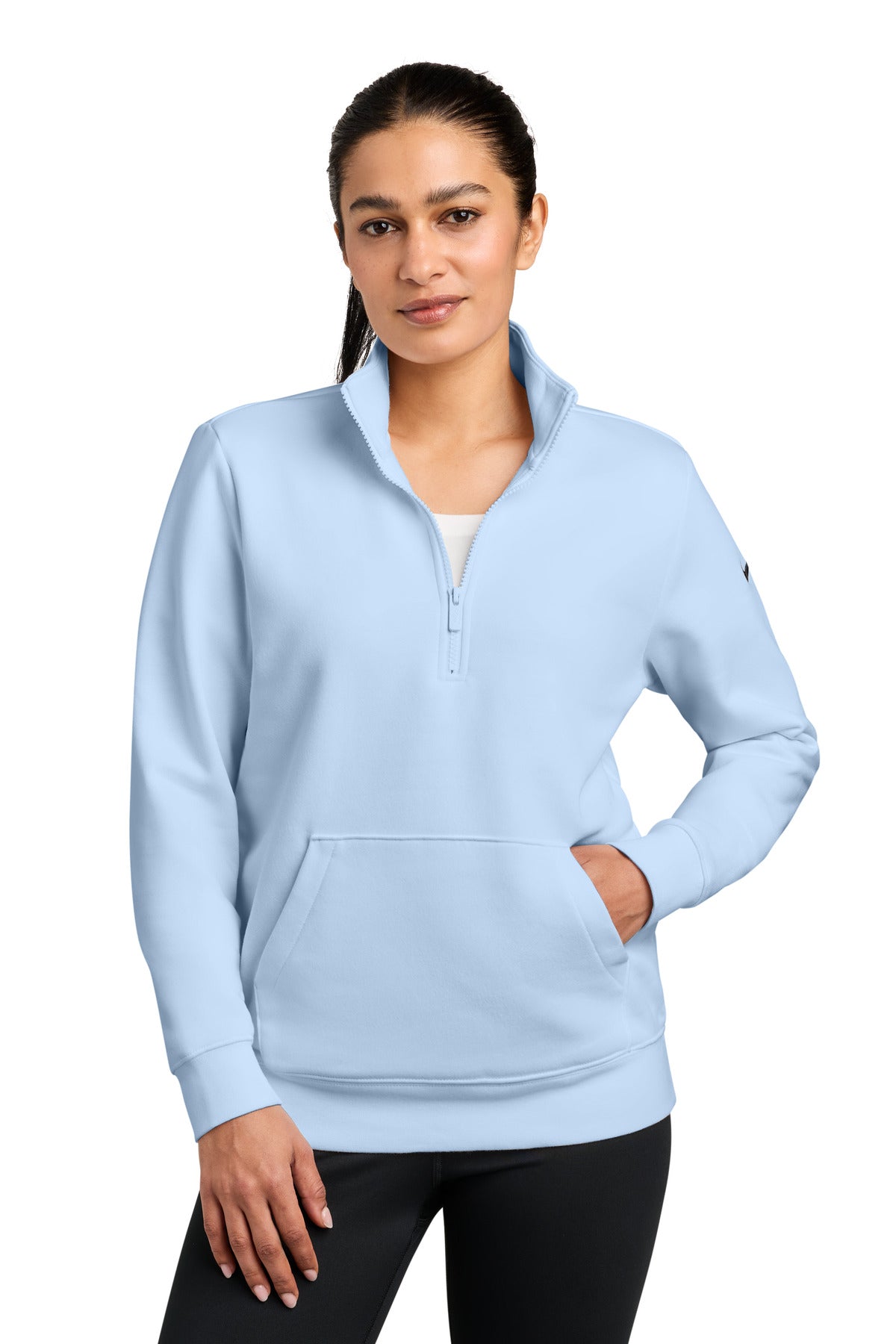 Nike Women's Club Fleece Sleeve Swoosh 1/2-Zip NKDX6720 in Hydrogen Blue