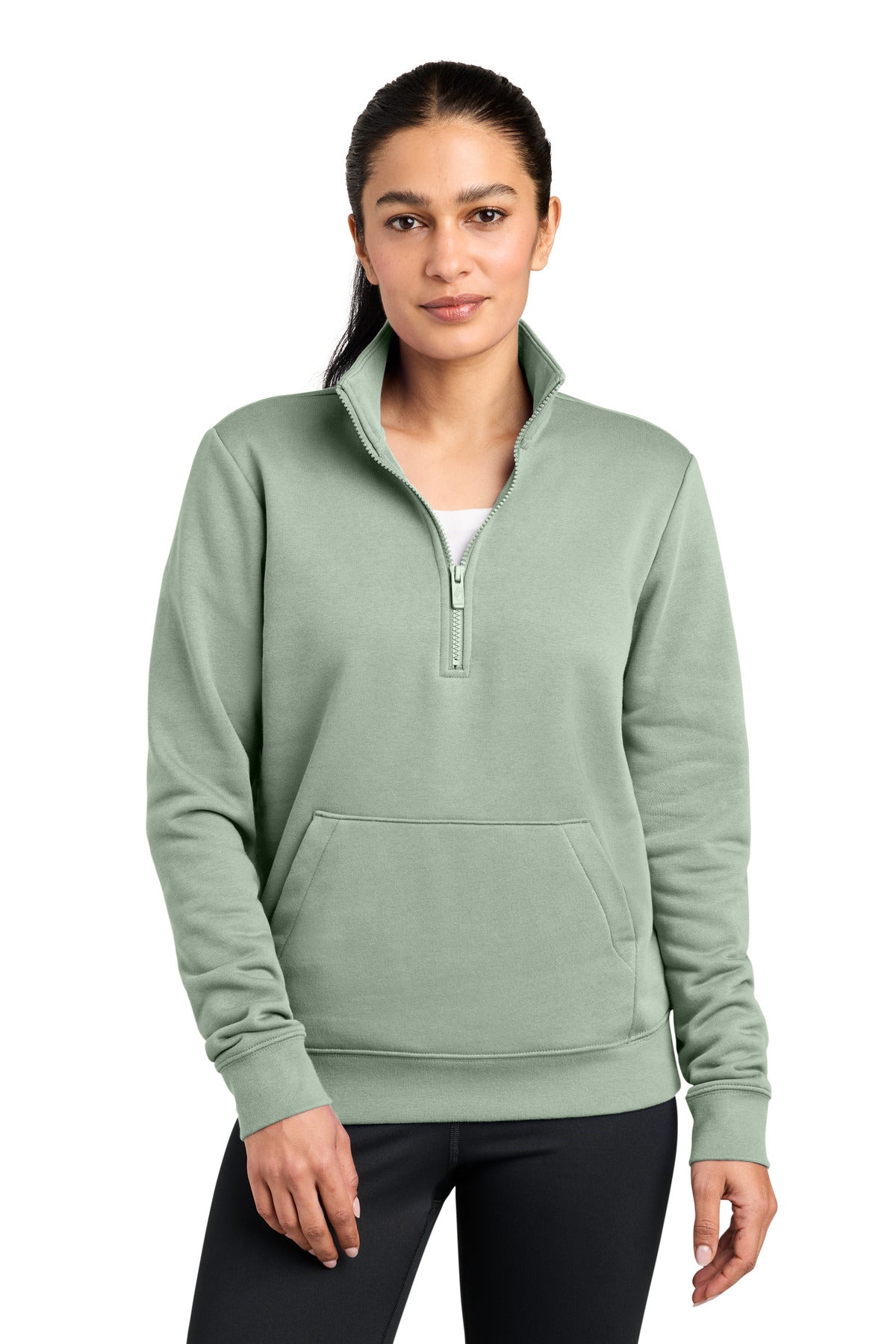 Nike Women's Club Fleece Sleeve Swoosh 1/2-Zip NKDX6720 in Jade Horizon