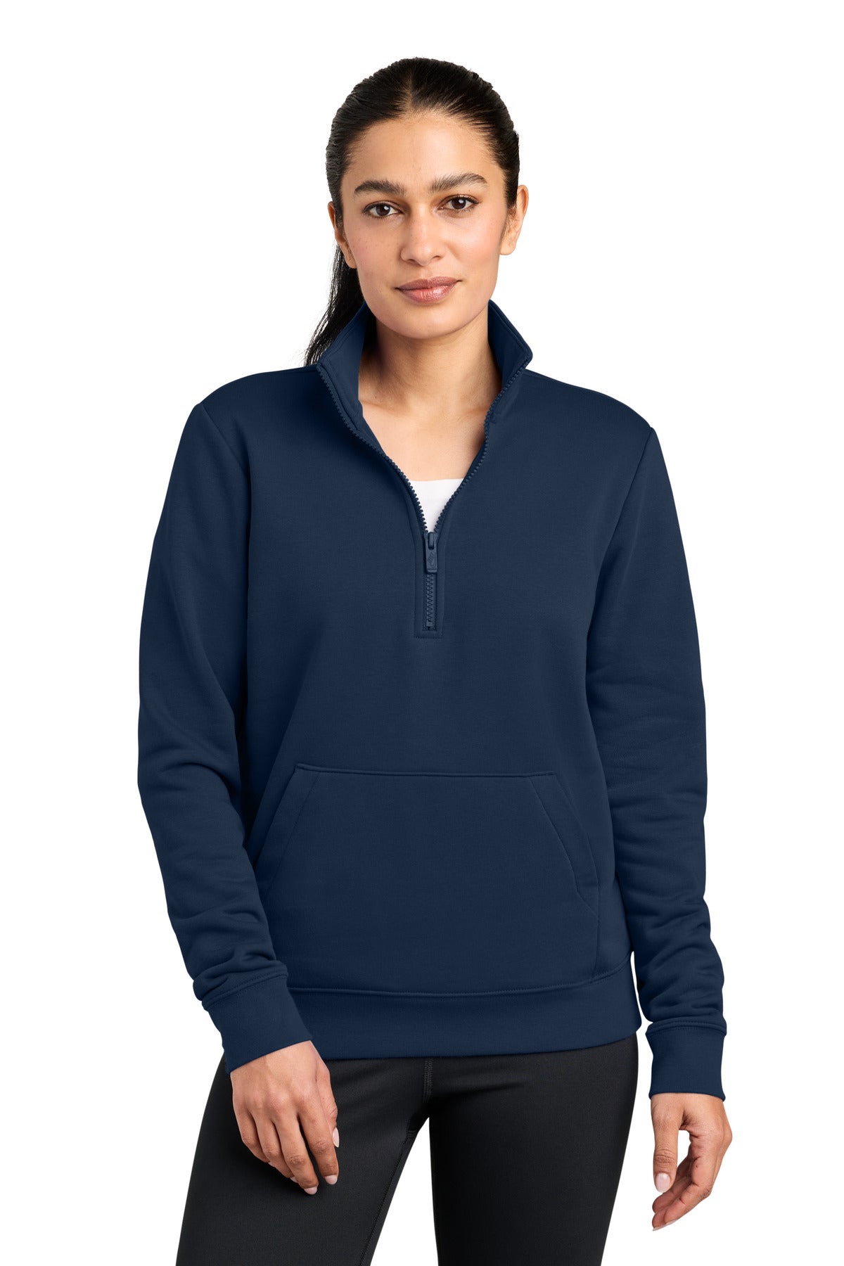 Nike Women's Club Fleece Sleeve Swoosh 1/2-Zip NKDX6720 in Midnight Navy