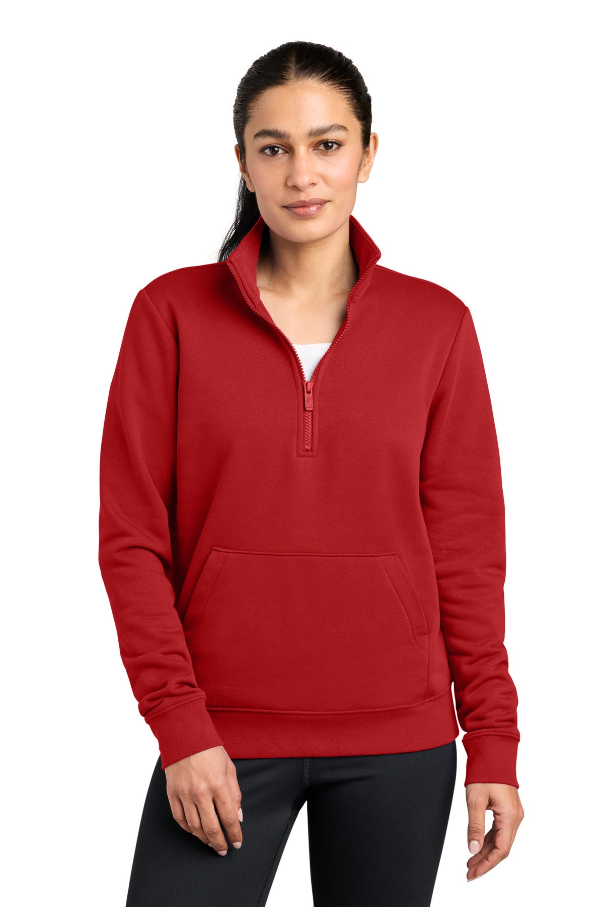 Nike Women's Club Fleece Sleeve Swoosh 1/2-Zip NKDX6720 in University Red