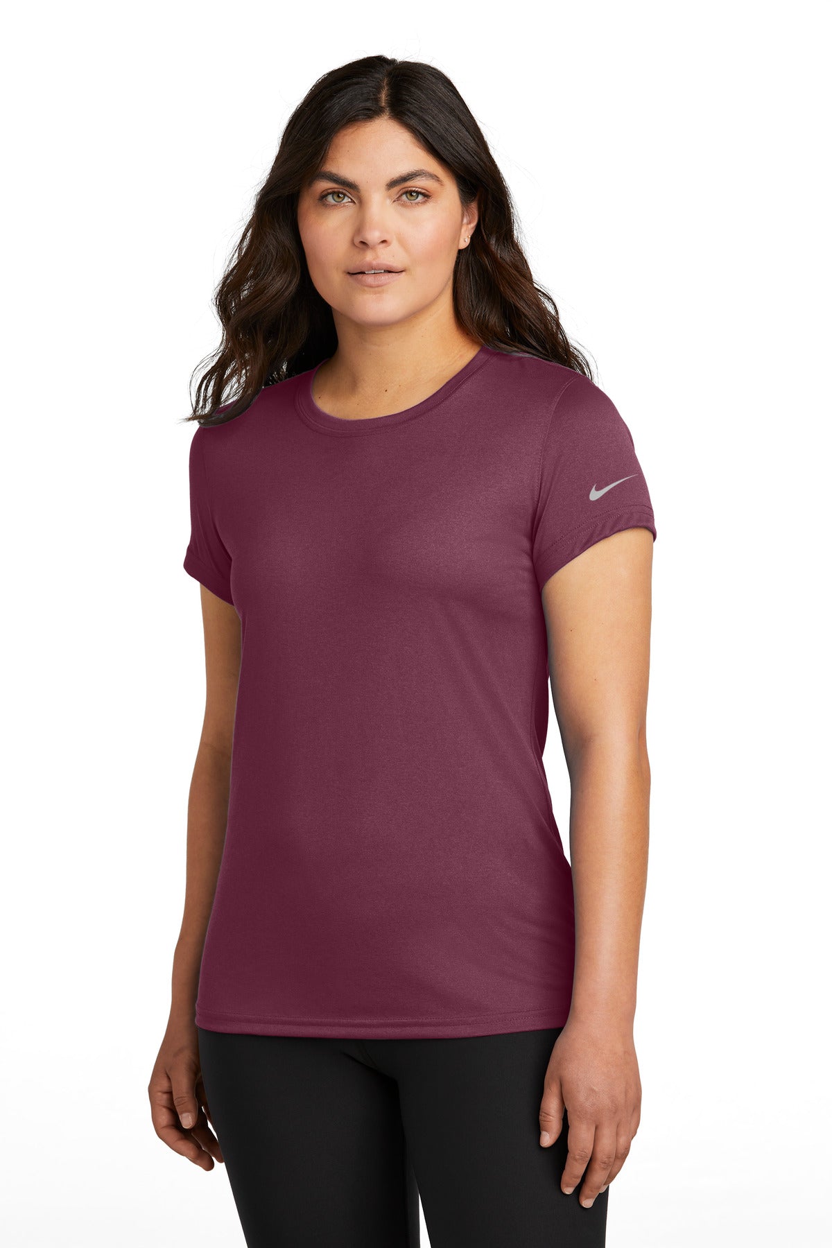 Nike Women's Swoosh Sleeve rLegend Tee NKDX8734 in Deep Maroon