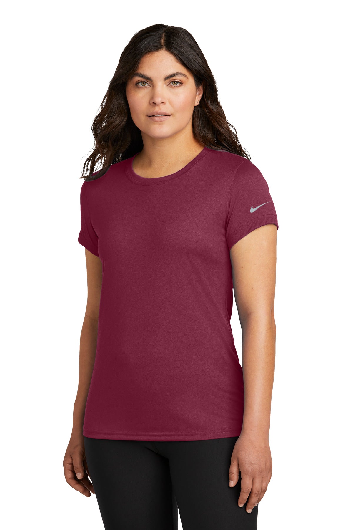 Nike Women's Swoosh Sleeve rLegend Tee NKDX8734 in Team Maroon