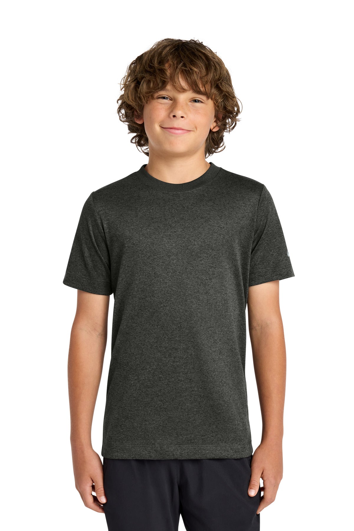 Nike Youth Swoosh Sleeve rLegend Tee NKDX8787 in Dark Smoke Heather
