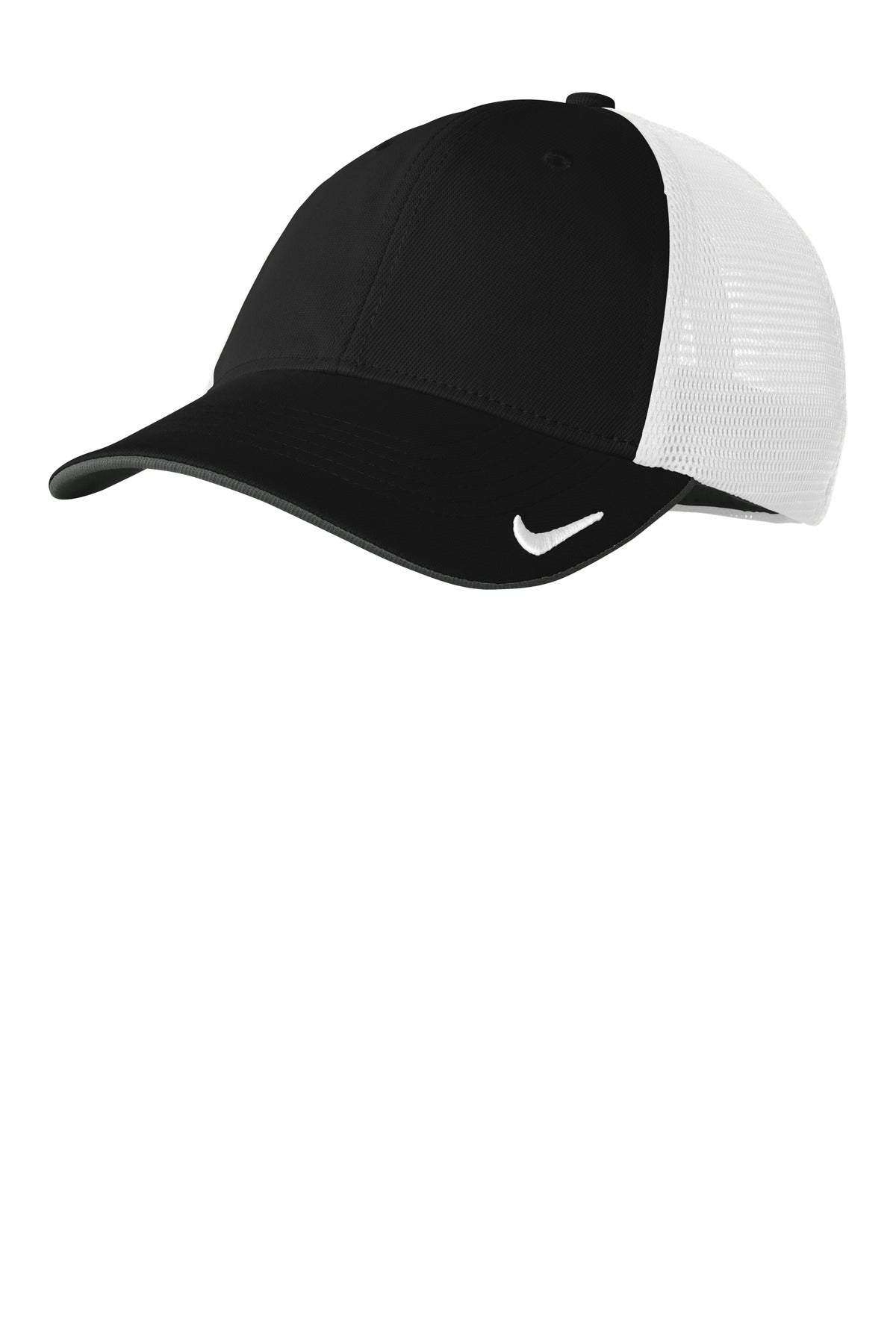 Nike Stretch-to-Fit Mesh Back Cap NKFB6448 in Black/ White