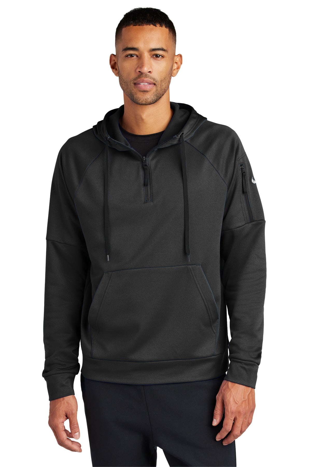 Nike Therma-FIT Pocket 1/4-Zip Fleece Hoodie NKFD9742 in Black