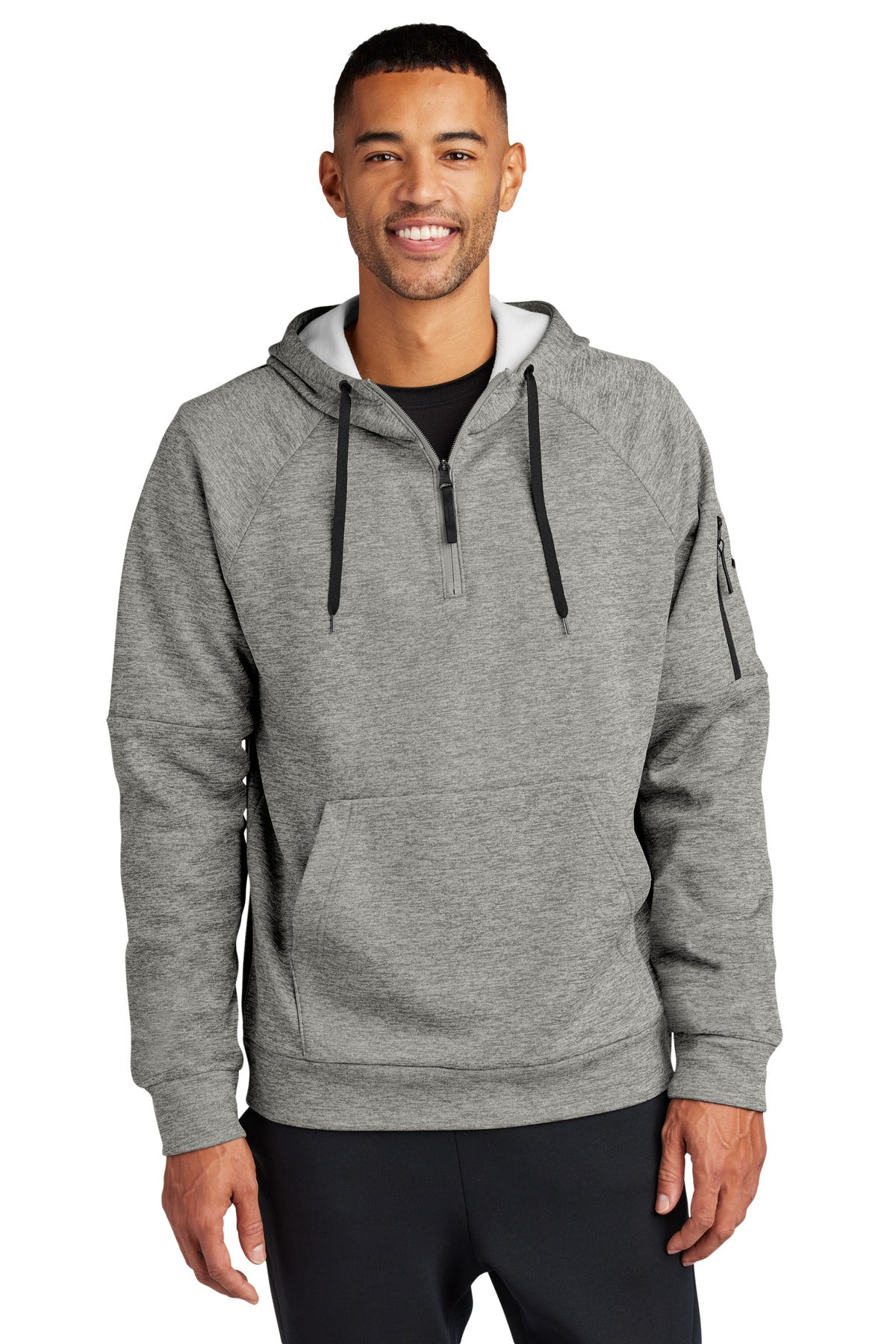 Nike Therma-FIT Pocket 1/4-Zip Fleece Hoodie NKFD9742 in Dark Grey Heather