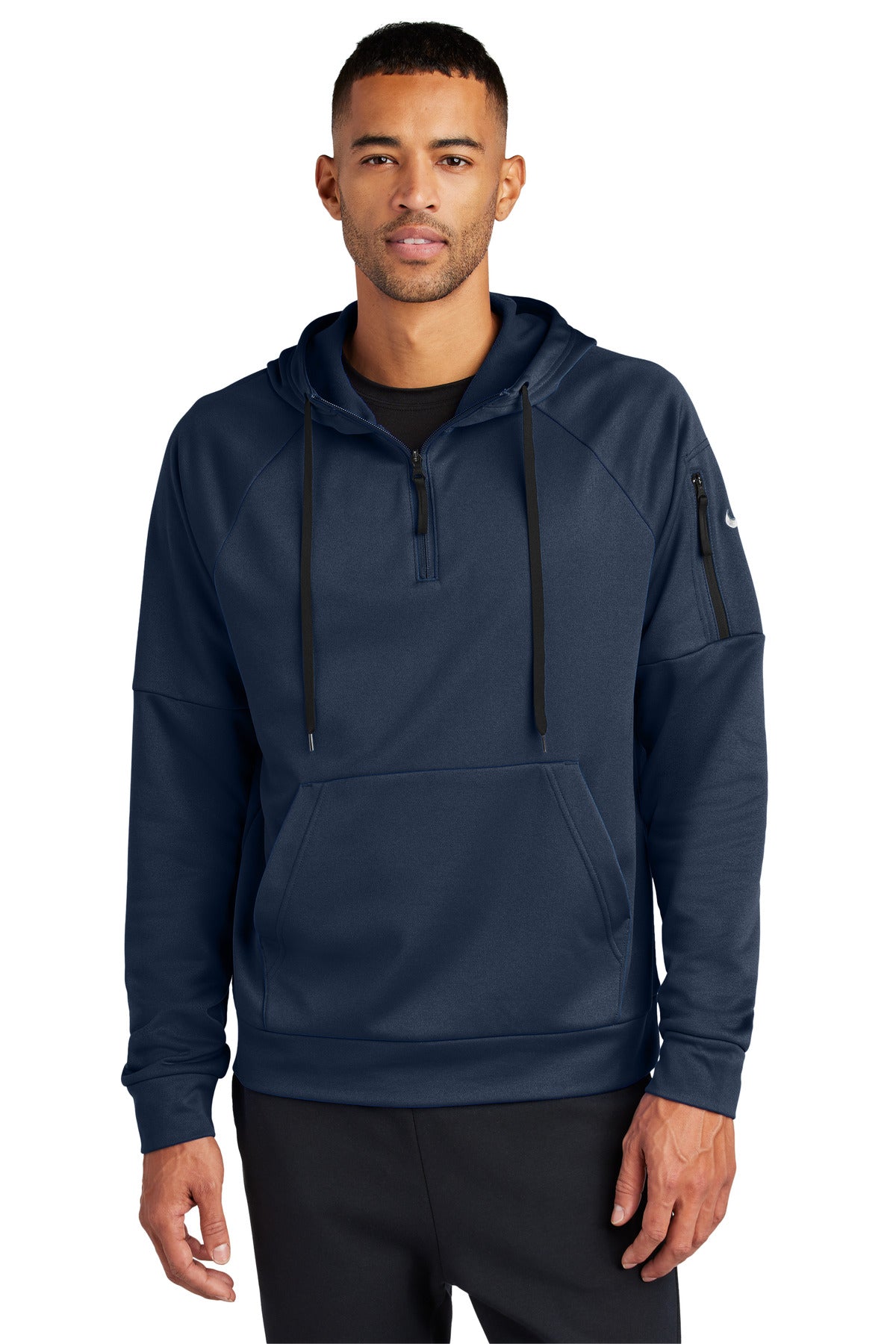 Nike Therma-FIT Pocket 1/4-Zip Fleece Hoodie NKFD9742 in Navy