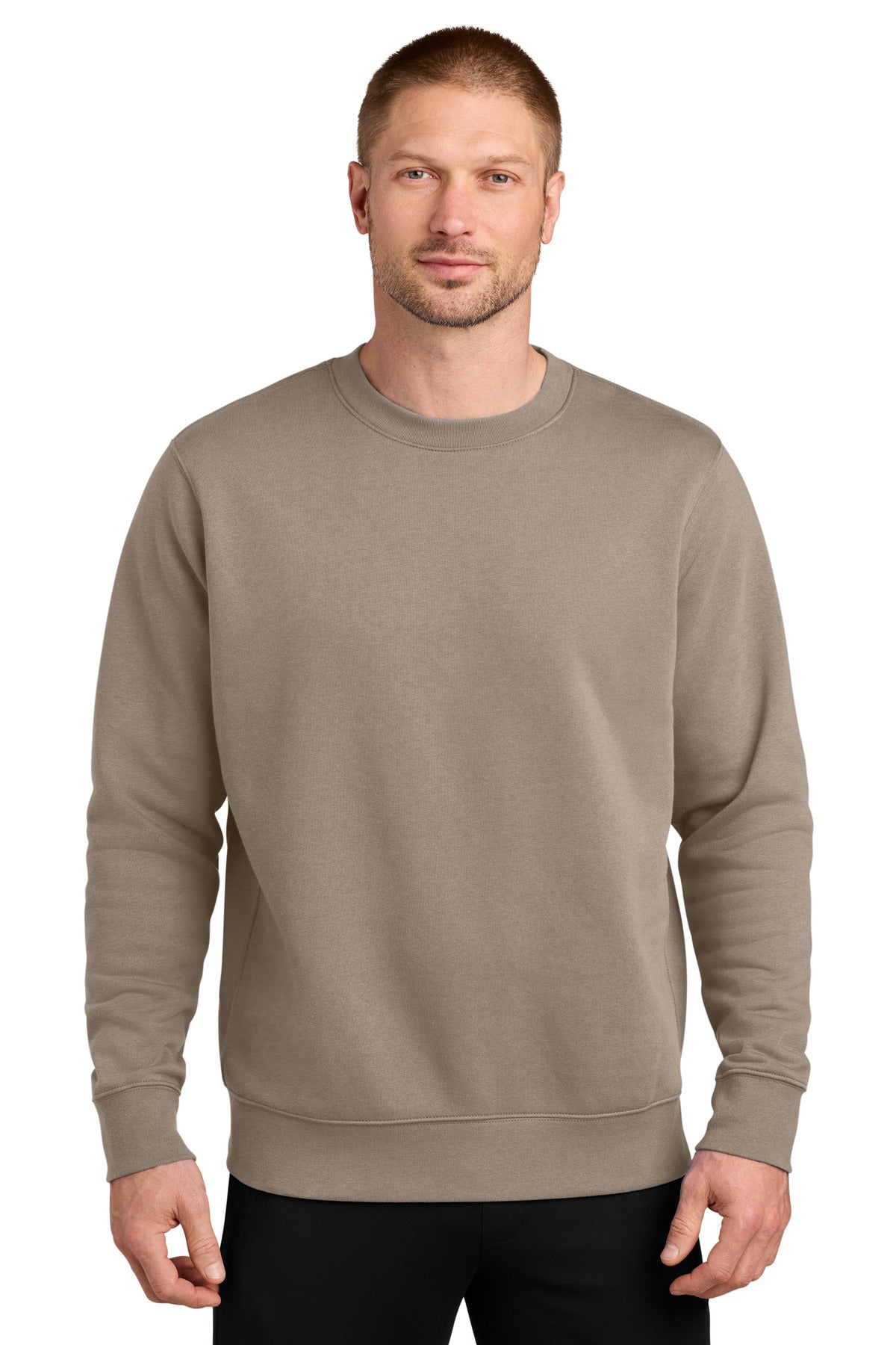 Nike Club Fleece Sleeve Swoosh Crew NKFD9863 in Khaki