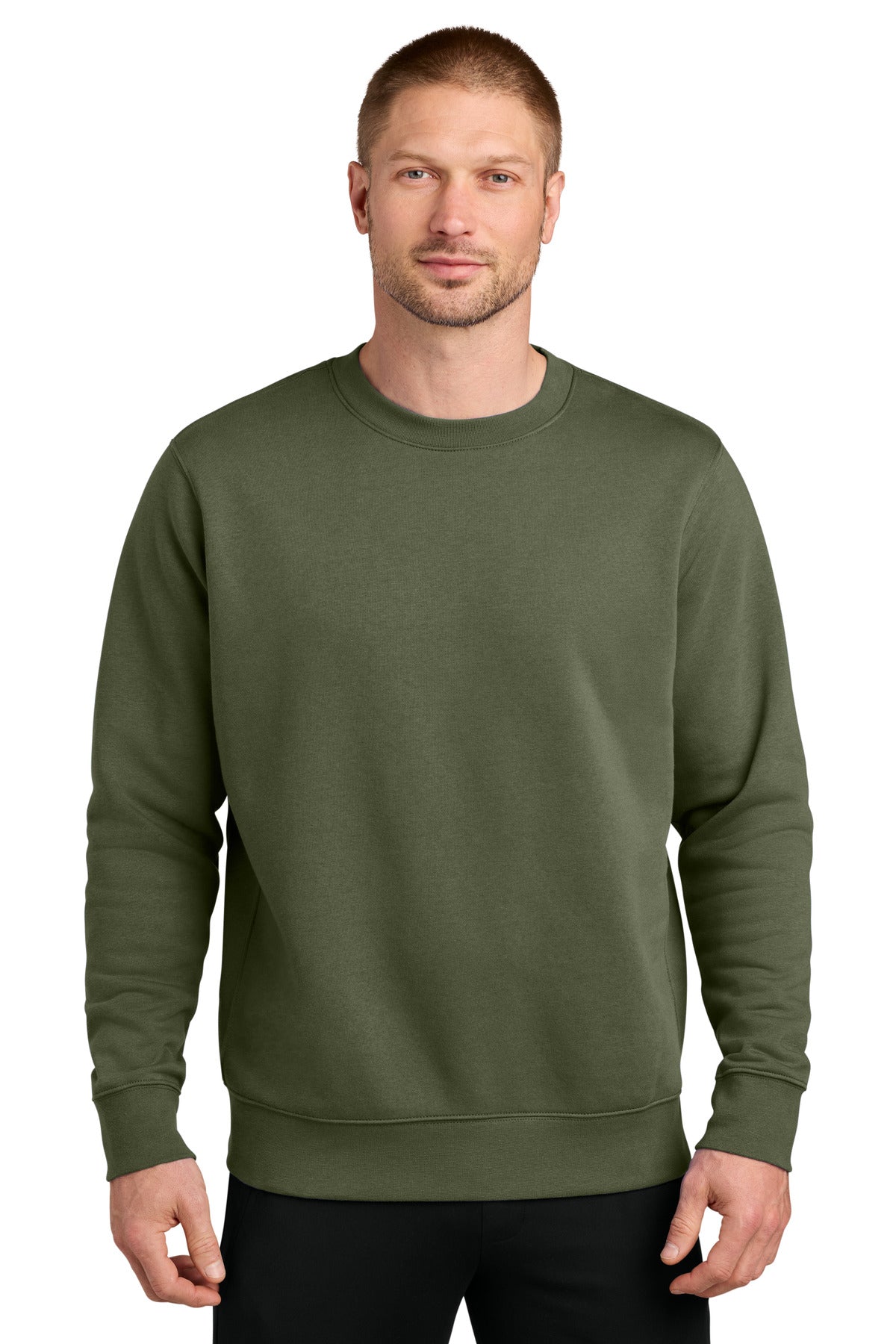 Nike Club Fleece Sleeve Swoosh Crew NKFD9863 in Medium Olive