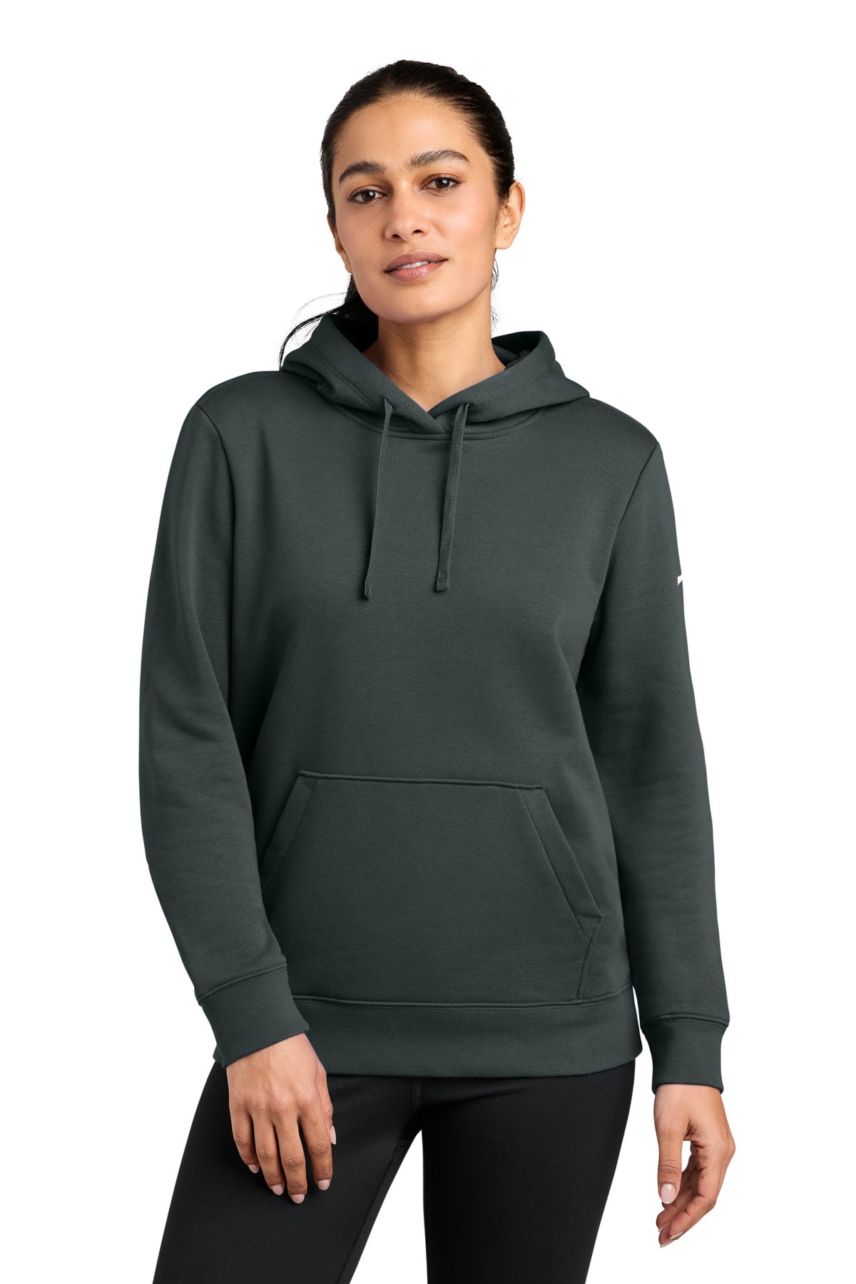 Nike Women's Club Fleece Sleeve Swoosh Pullover Hoodie NKFD9889 in Anthracite