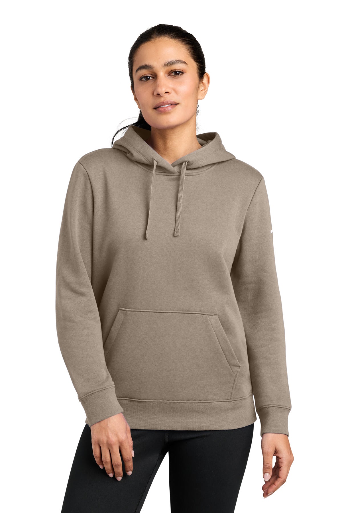 Nike Women's Club Fleece Sleeve Swoosh Pullover Hoodie NKFD9889 in Khaki