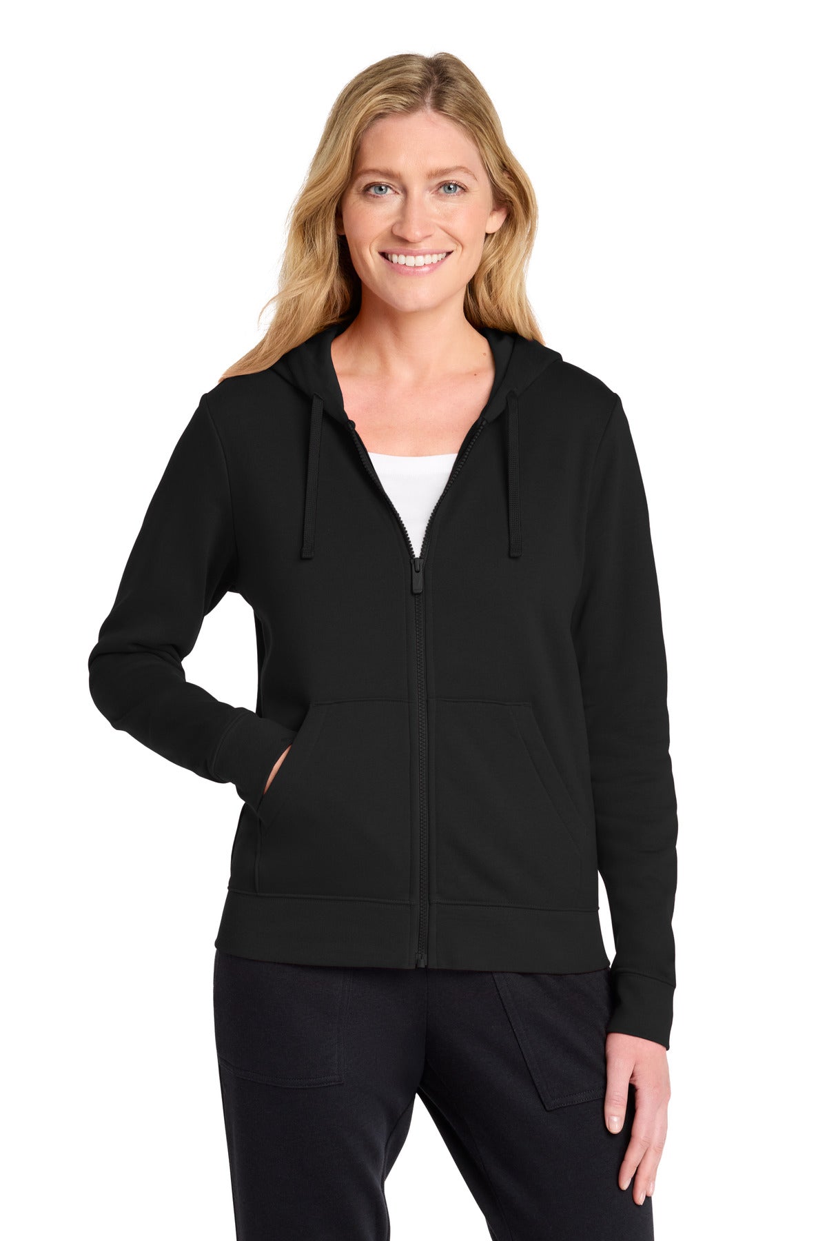 Nike Women's Club Fleece Sleeve Swoosh Full-Zip Hoodie NKFD9890 in Black