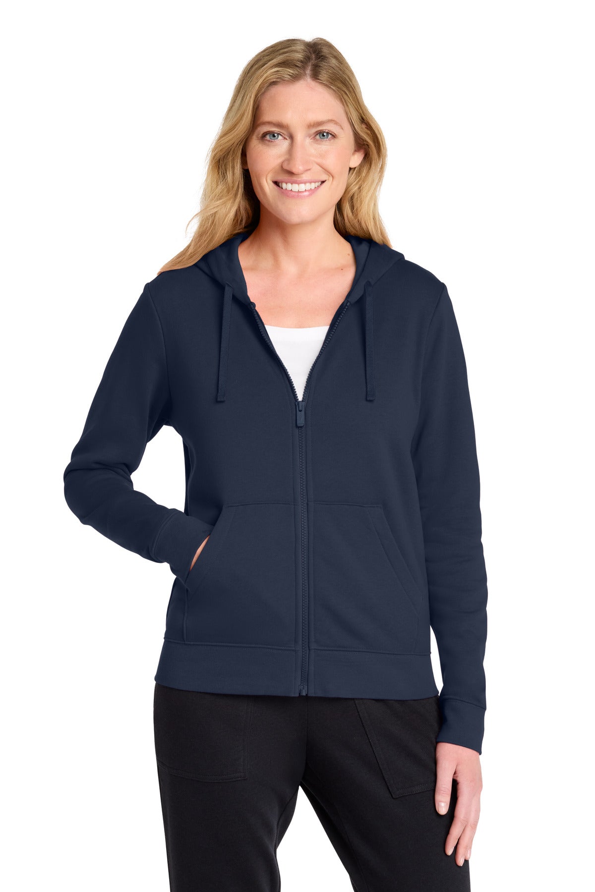 Nike Women's Club Fleece Sleeve Swoosh Full-Zip Hoodie NKFD9890 in Midnight Navy