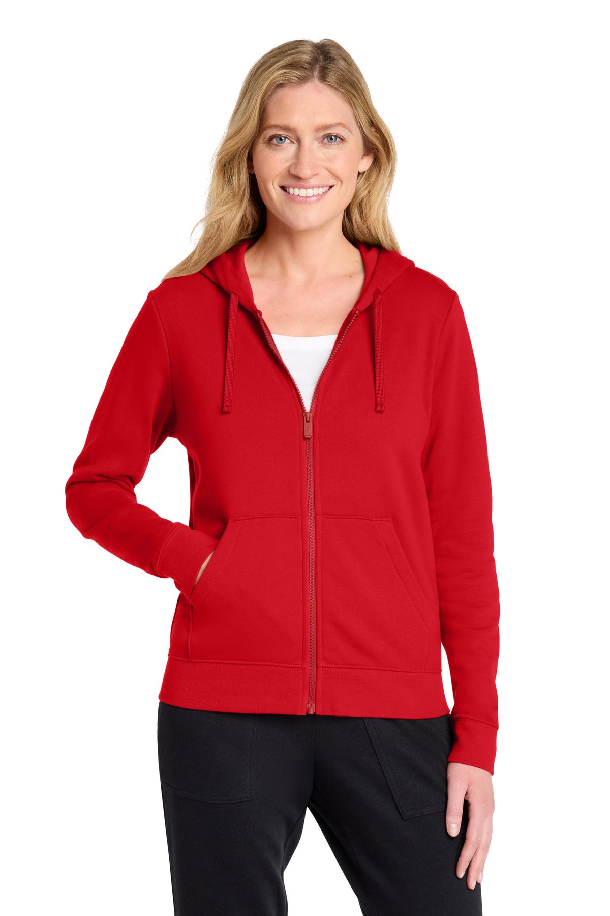 Nike Women's Club Fleece Sleeve Swoosh Full-Zip Hoodie NKFD9890 in University Red