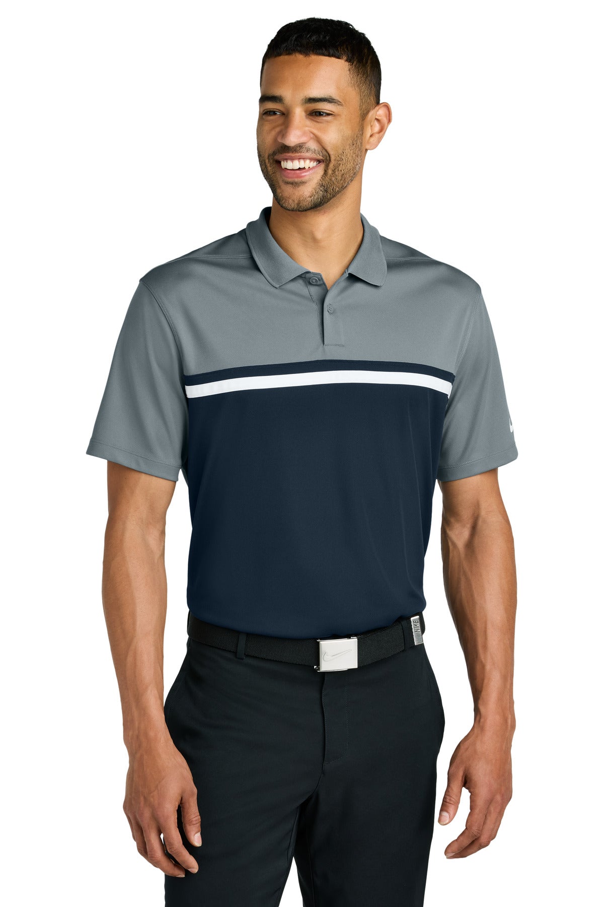 Nike Dri-FIT Victory Colorblock Polo NKFQ3968 in Cool Grey/ Navy/ White