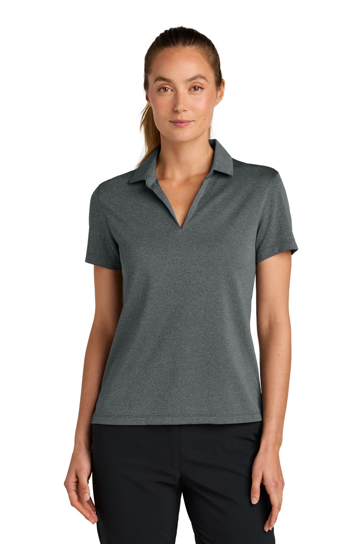 Nike Women's Dri-FIT Smooth Heather Polo NKFQ4793 in Anthracite Heather