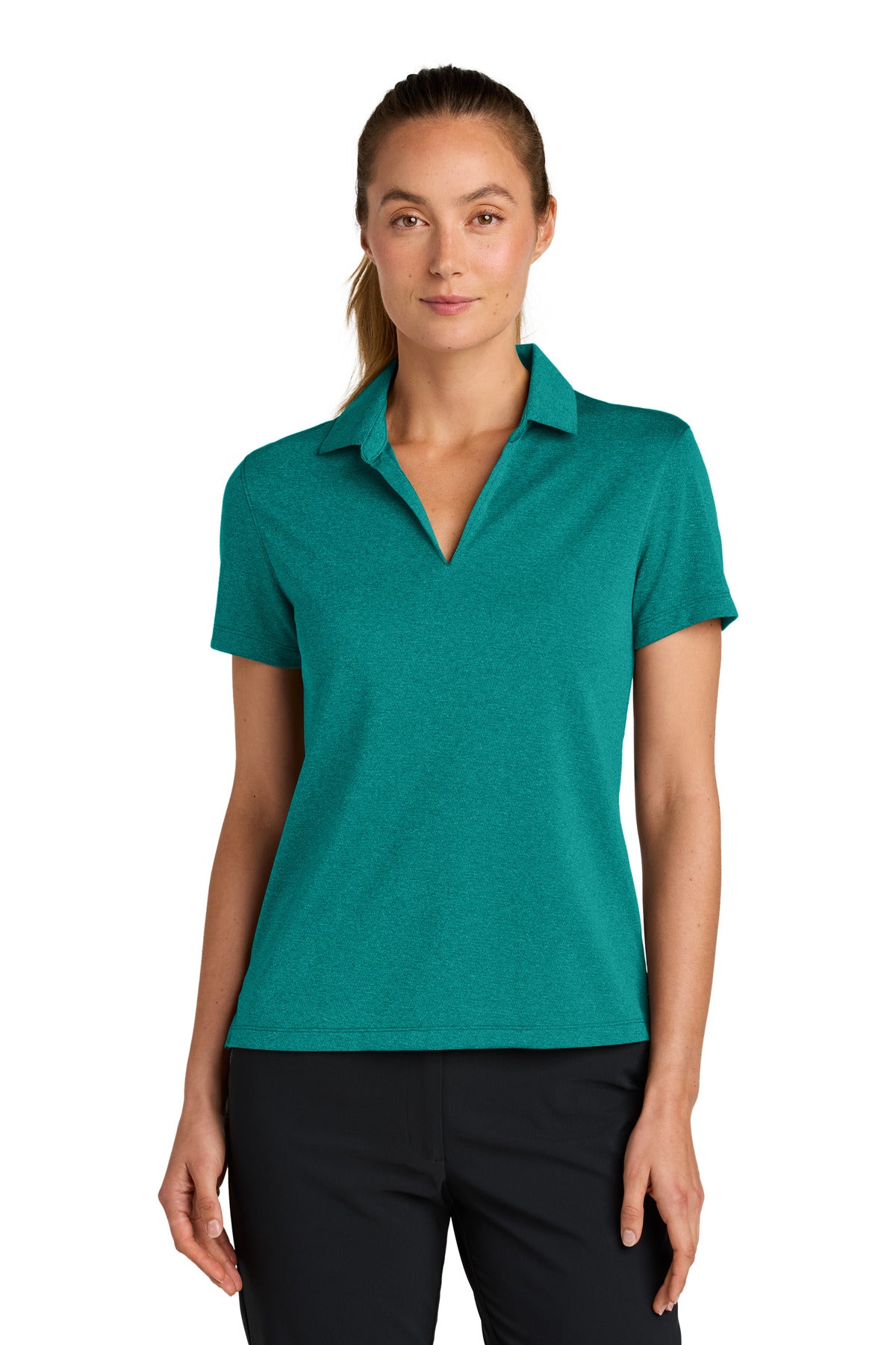 Nike Women's Dri-FIT Smooth Heather Polo NKFQ4793 in Bright Spruce Heather