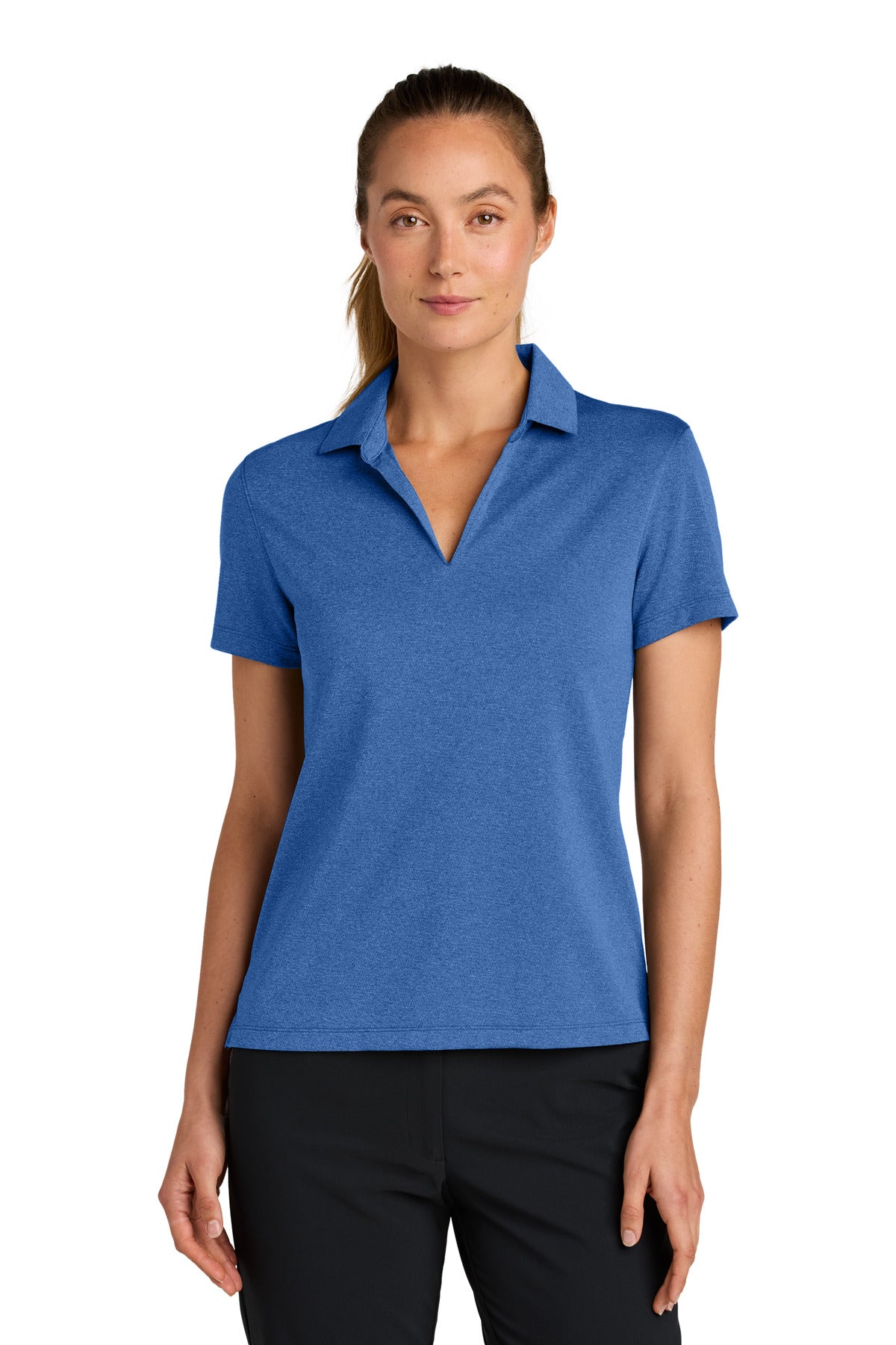 Nike Women's Dri-FIT Smooth Heather Polo NKFQ4793 in Game Royal Heather
