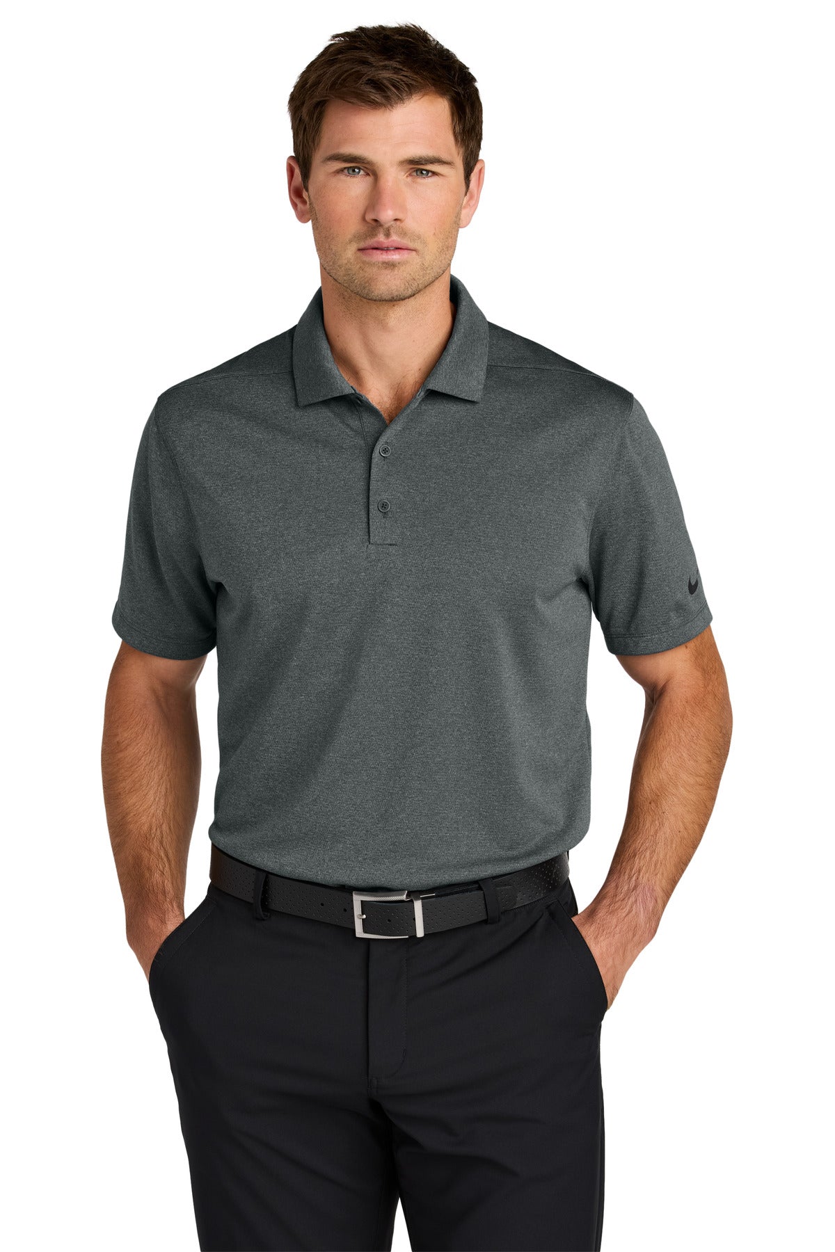 Nike Dri-FIT Smooth Heather Polo NKFQ4794 in Anthracite Heather
