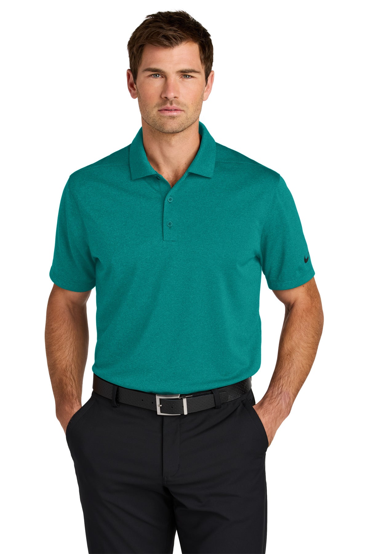 Nike Dri-FIT Smooth Heather Polo NKFQ4794 in Bright Spruce Heather