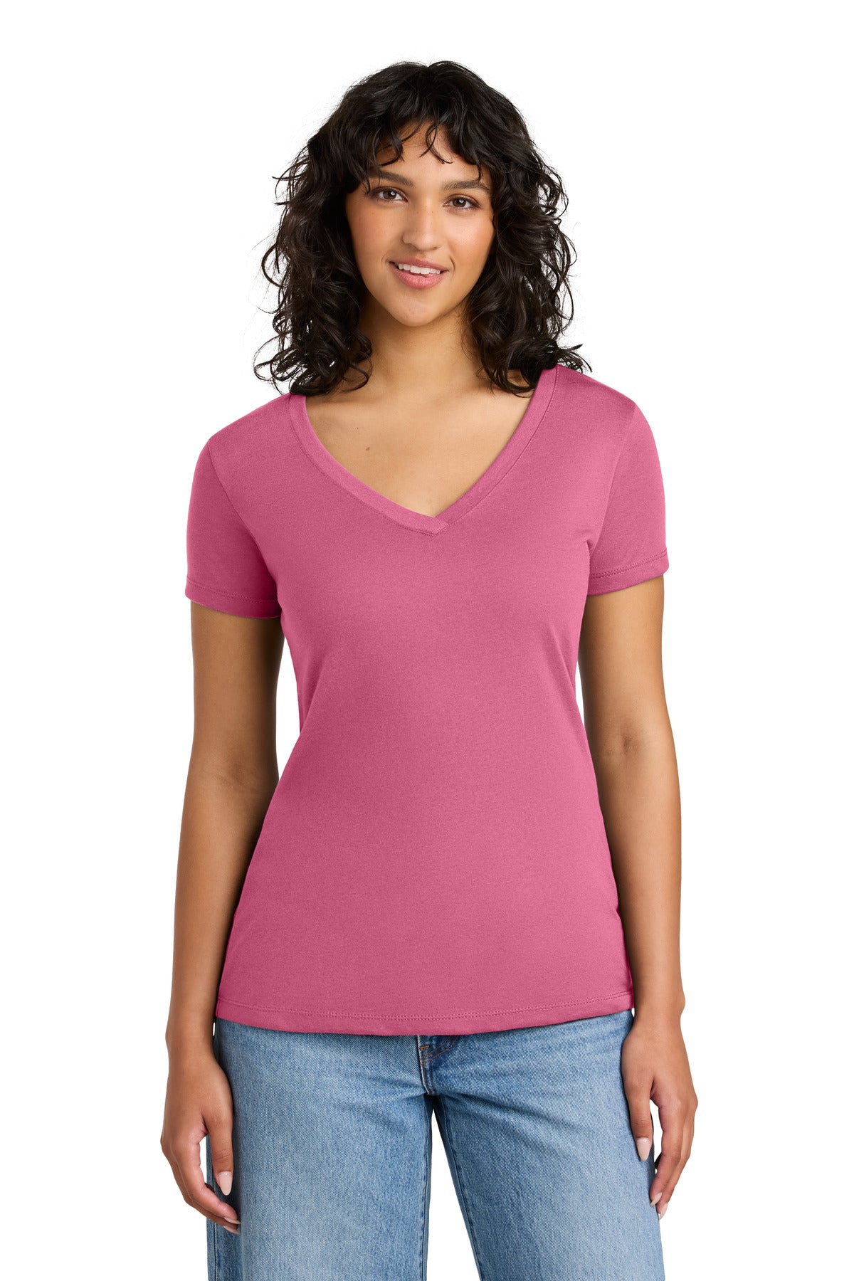 Next Level Apparel Women's Ideal V-Neck Tee NL1540 in Hot Pink