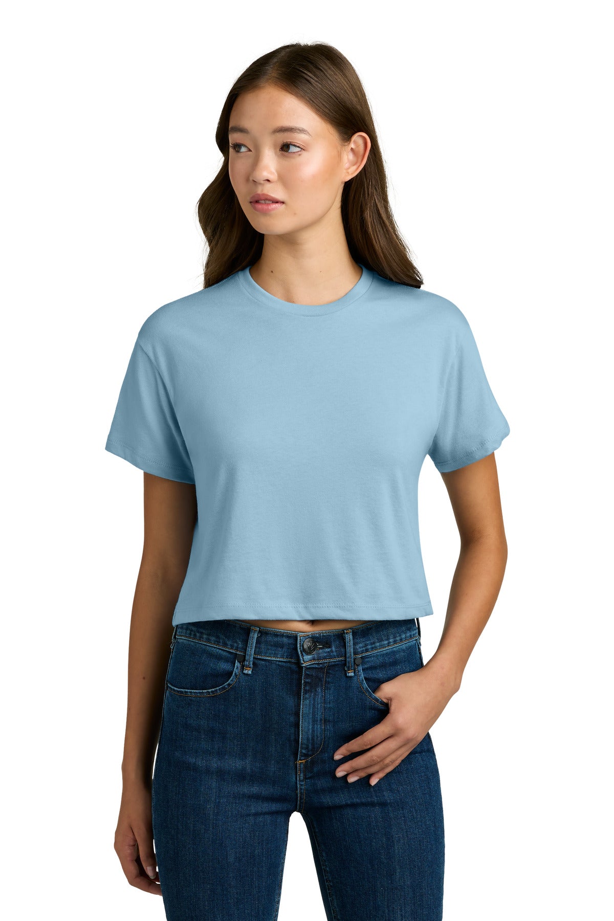 Next Level Apparel Women's Ideal Crop Top NL1580 in Stonewash Denim