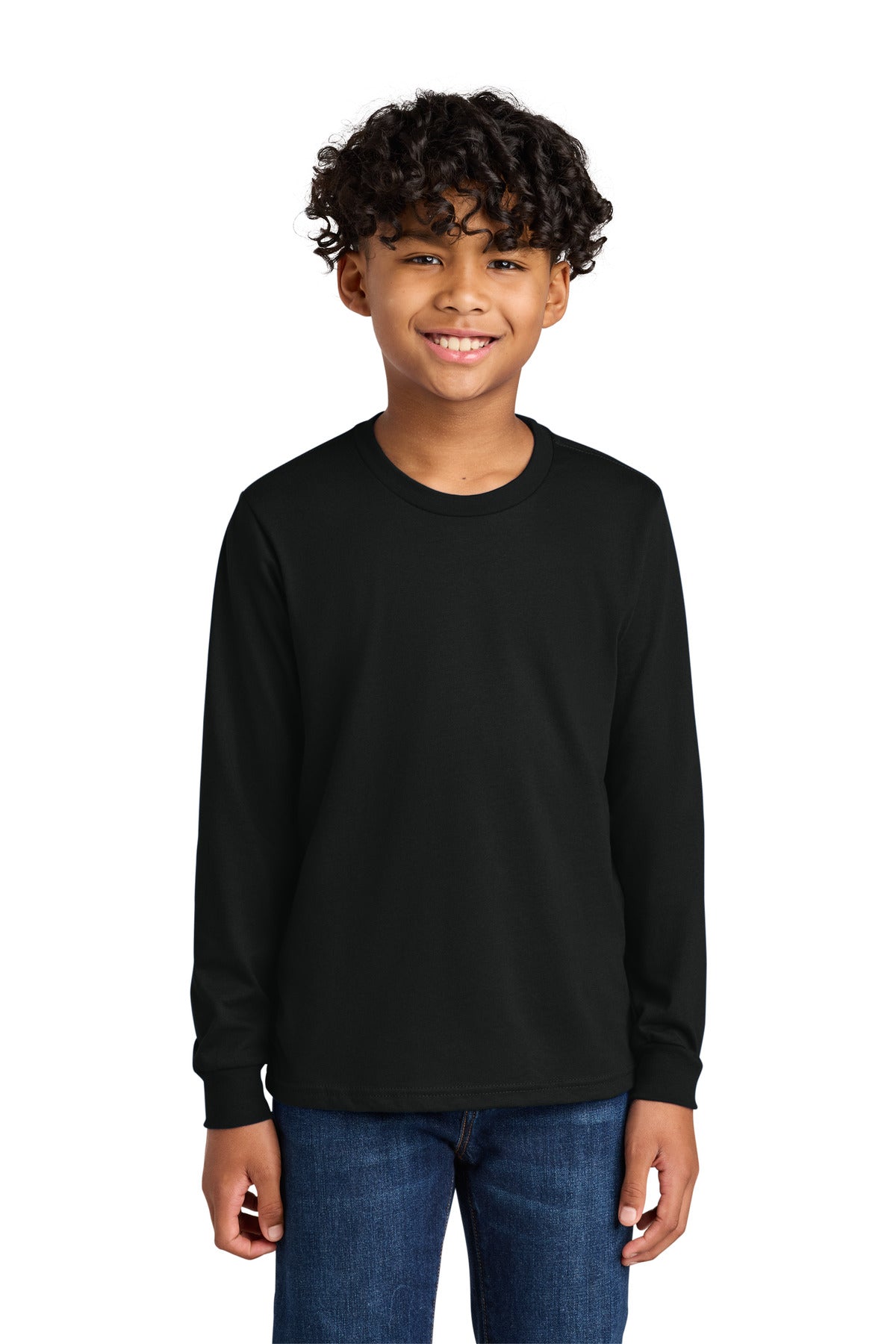 Next Level Apparel Youth Cotton Long Sleeve Tee NL3311 in Black