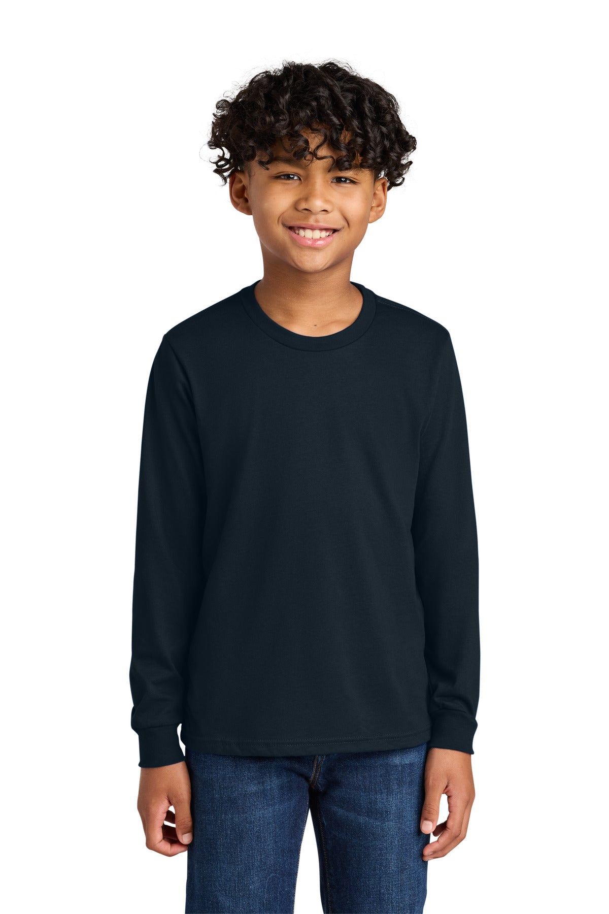 Next Level Apparel Youth Cotton Long Sleeve Tee NL3311 in Midnight Navy