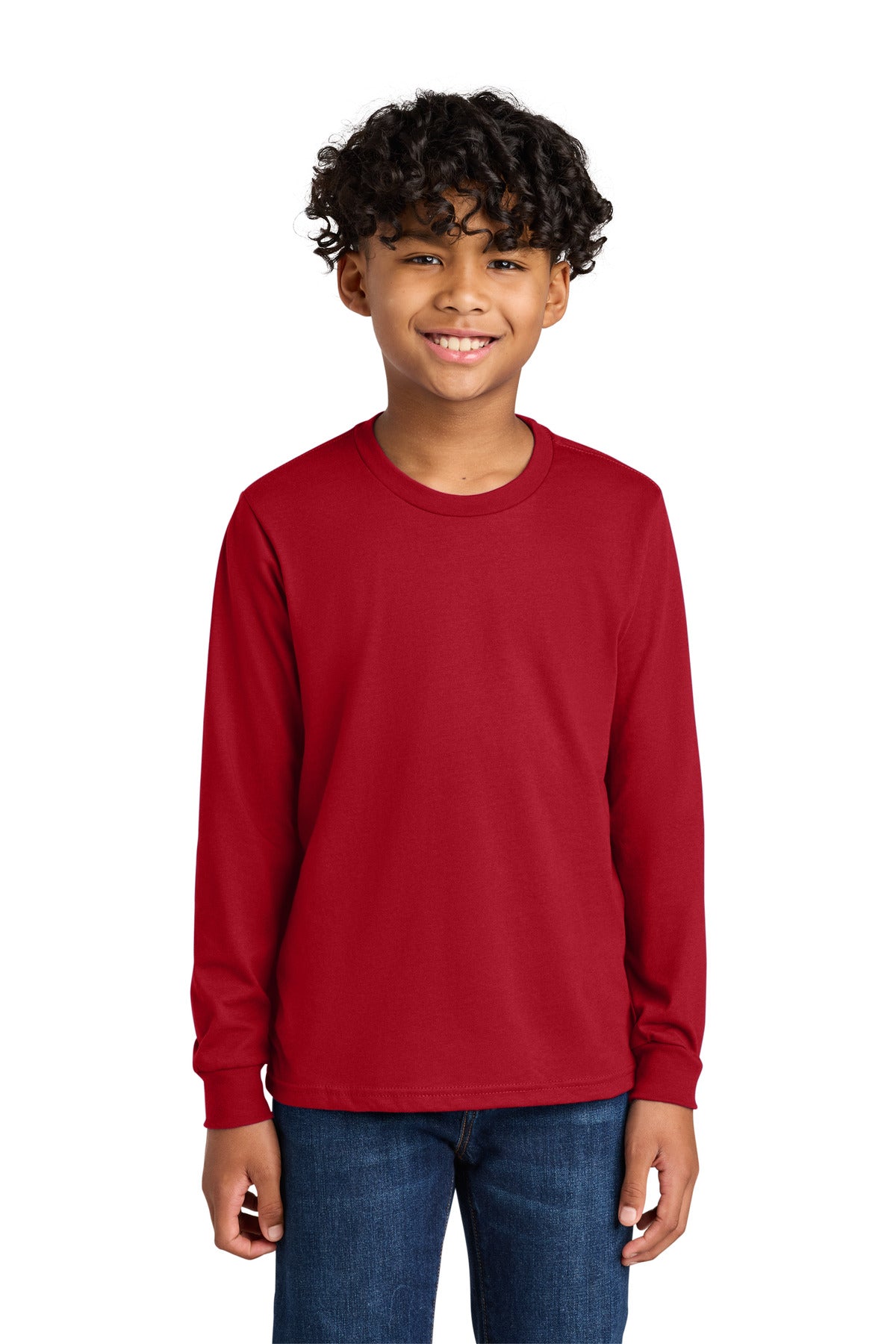 Next Level Apparel Youth Cotton Long Sleeve Tee NL3311 in Red