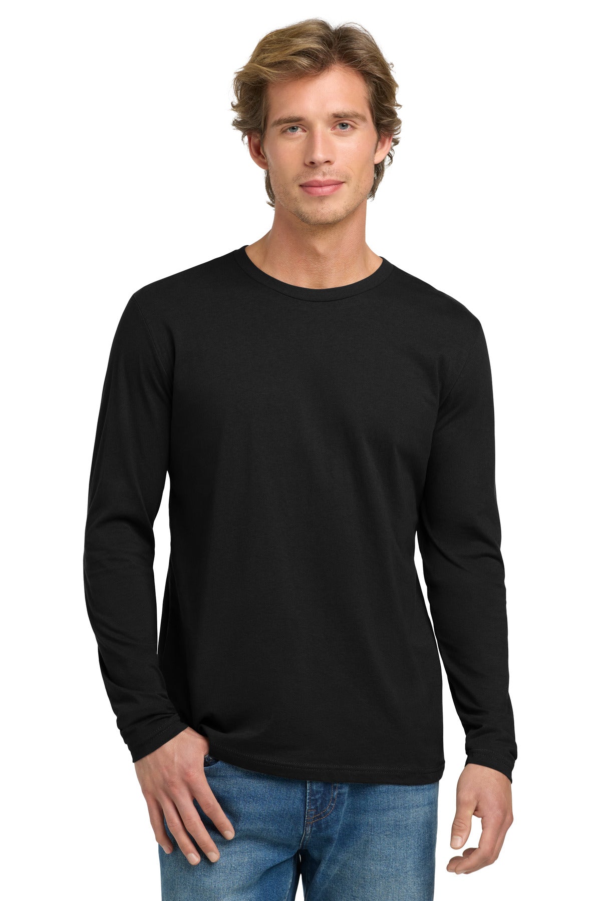 Next Level Apparel Cotton Long Sleeve Tee. NL3601 in Black