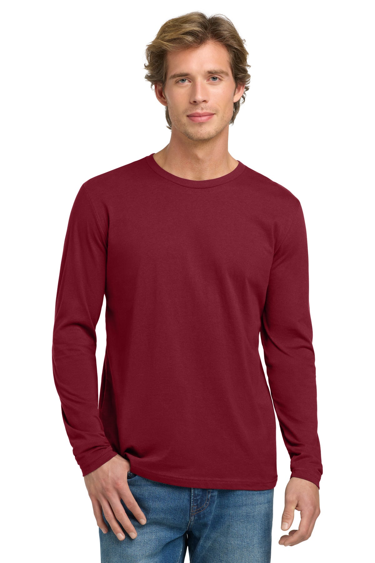 Next Level Apparel Cotton Long Sleeve Tee. NL3601 in Cardinal