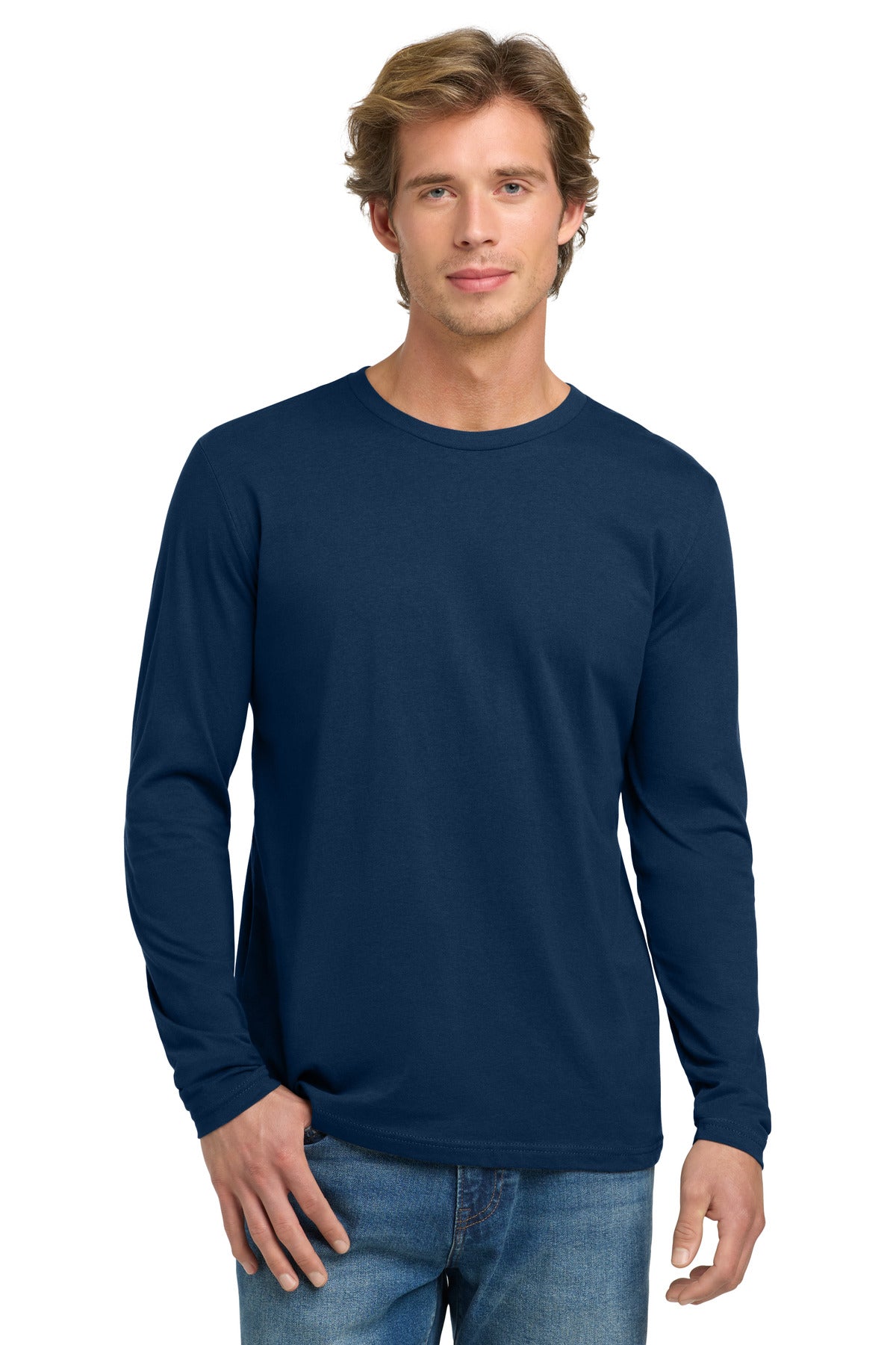 Next Level Apparel Cotton Long Sleeve Tee. NL3601 in Cool Blue