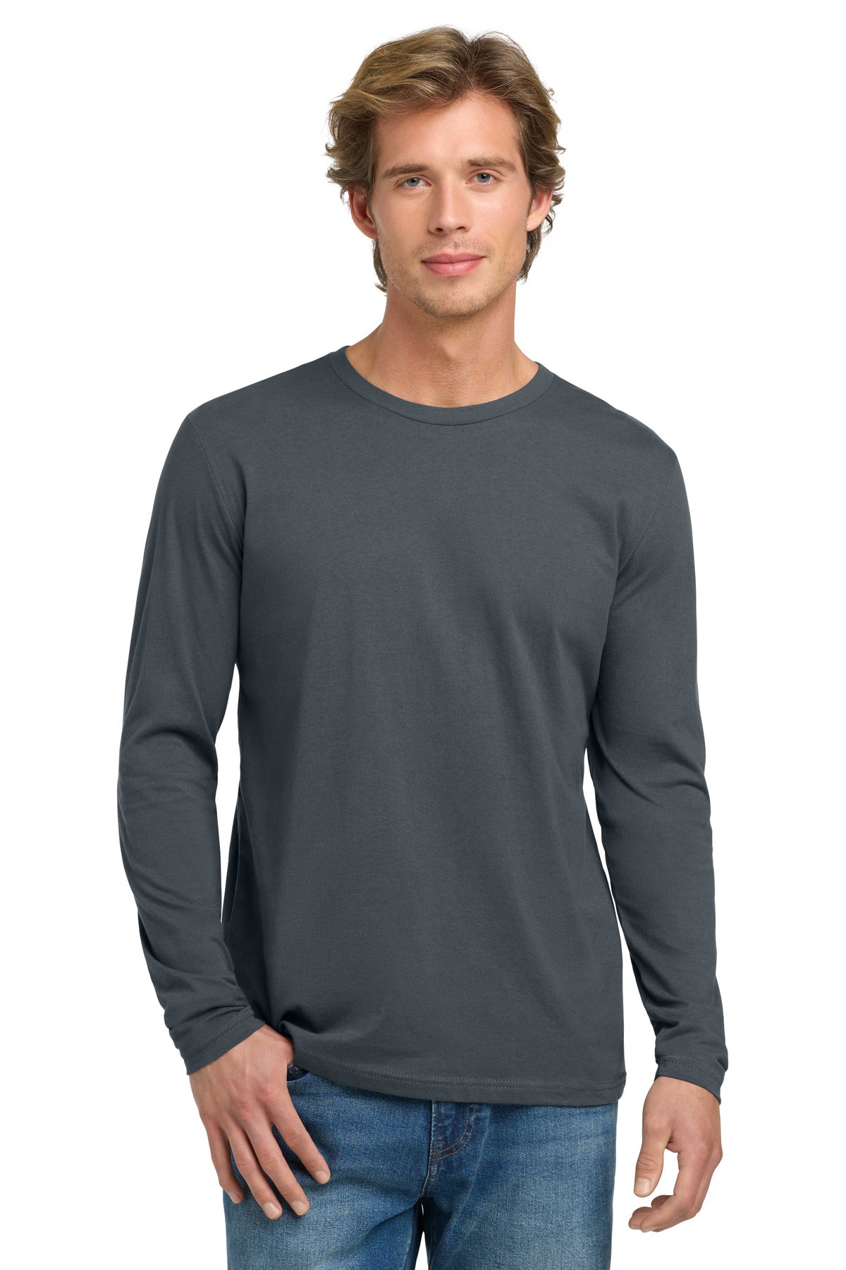 Next Level Apparel Cotton Long Sleeve Tee. NL3601 in Indigo