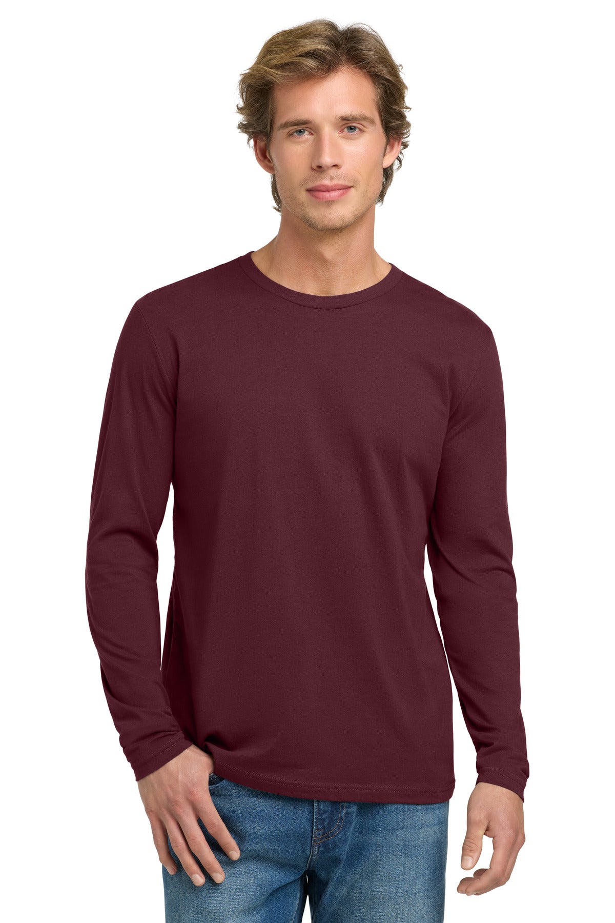 Next Level Apparel Cotton Long Sleeve Tee. NL3601 in Maroon