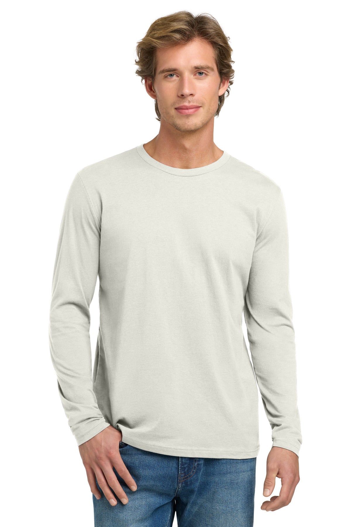 Next Level Apparel Cotton Long Sleeve Tee. NL3601 in Natural